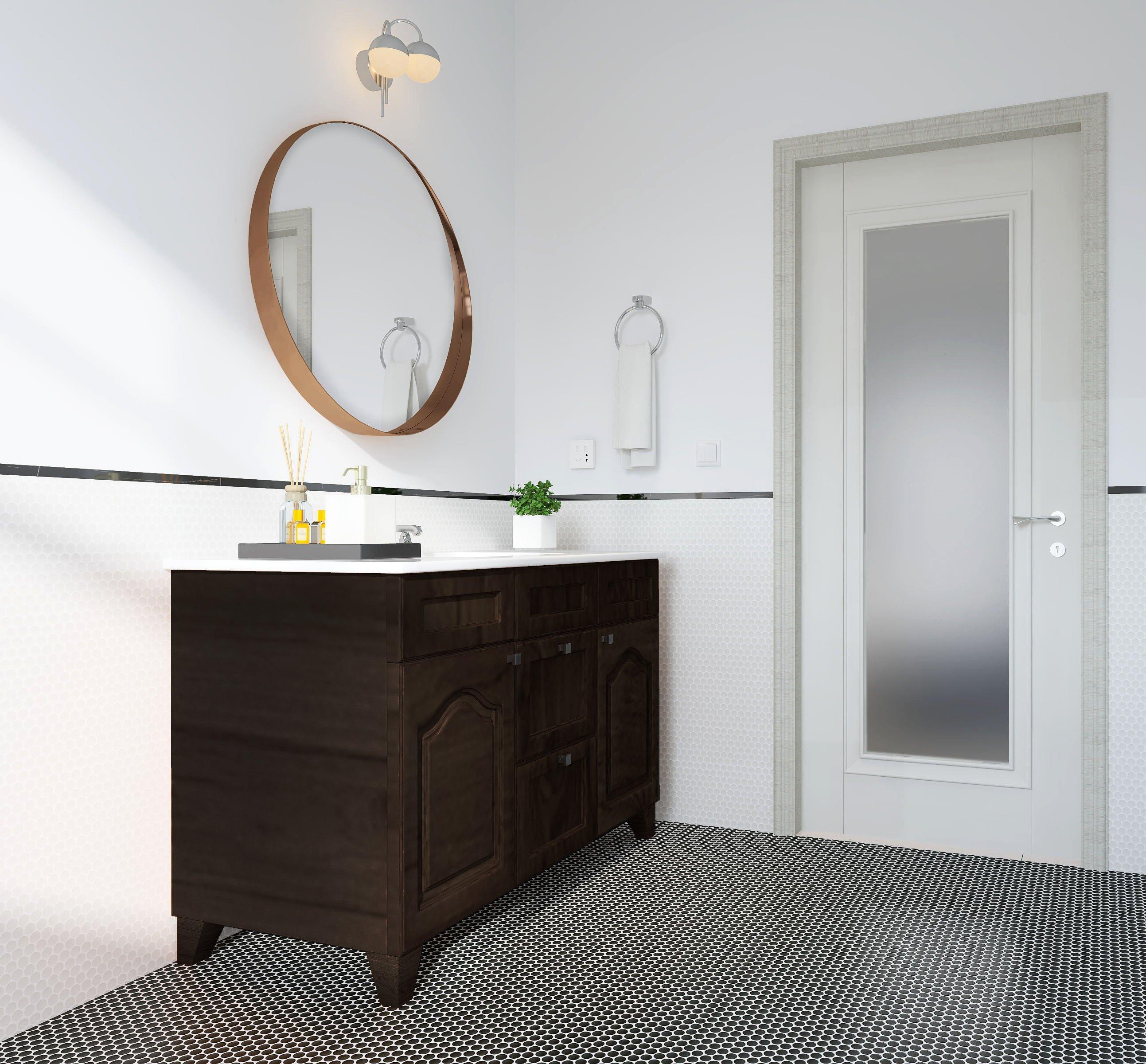 gray tile bathroom floor