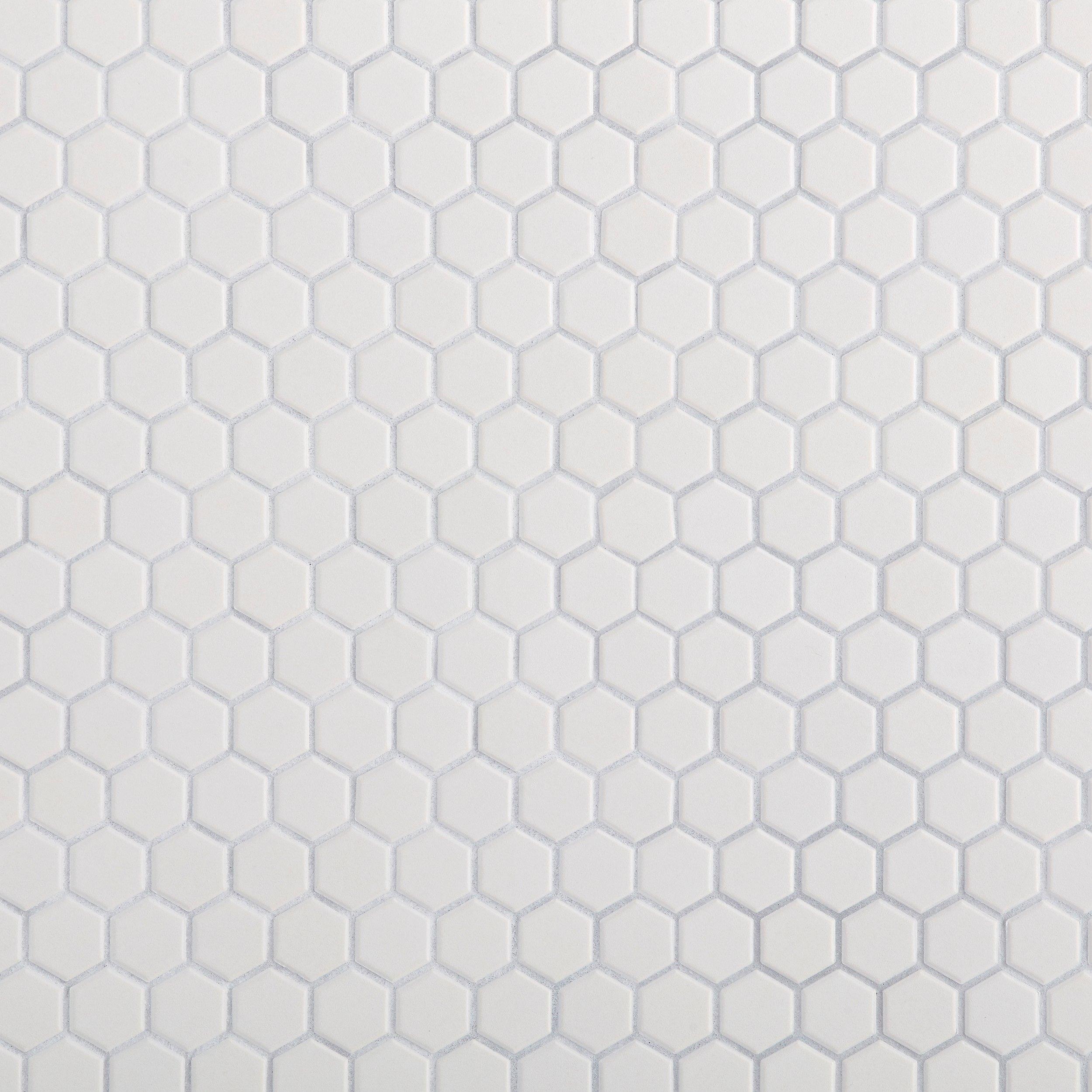 Unglazed White Hexagon Porcelain Mosaic
