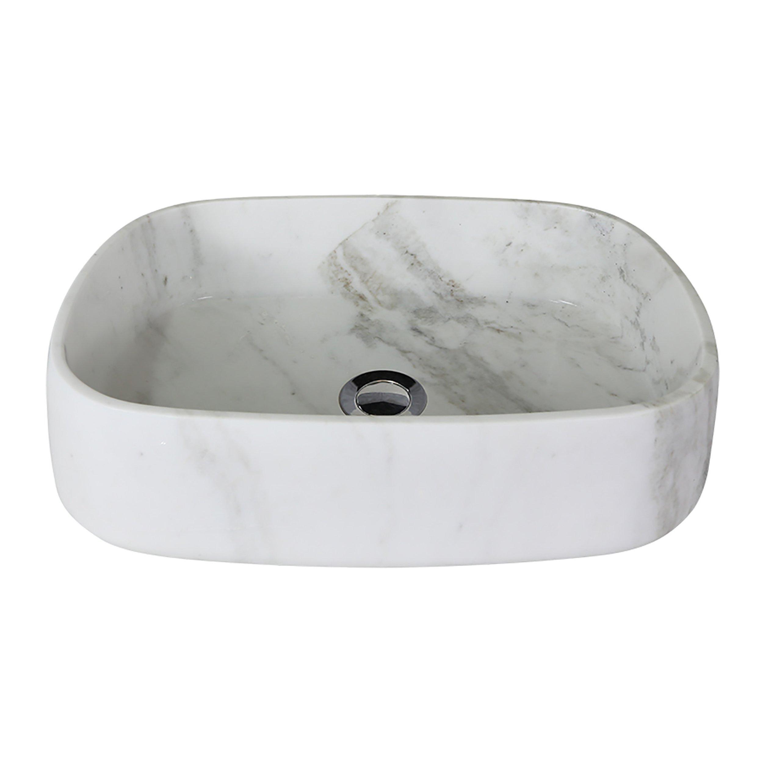 Bianco Orion Rectangular Marble Sink | Floor and Decor