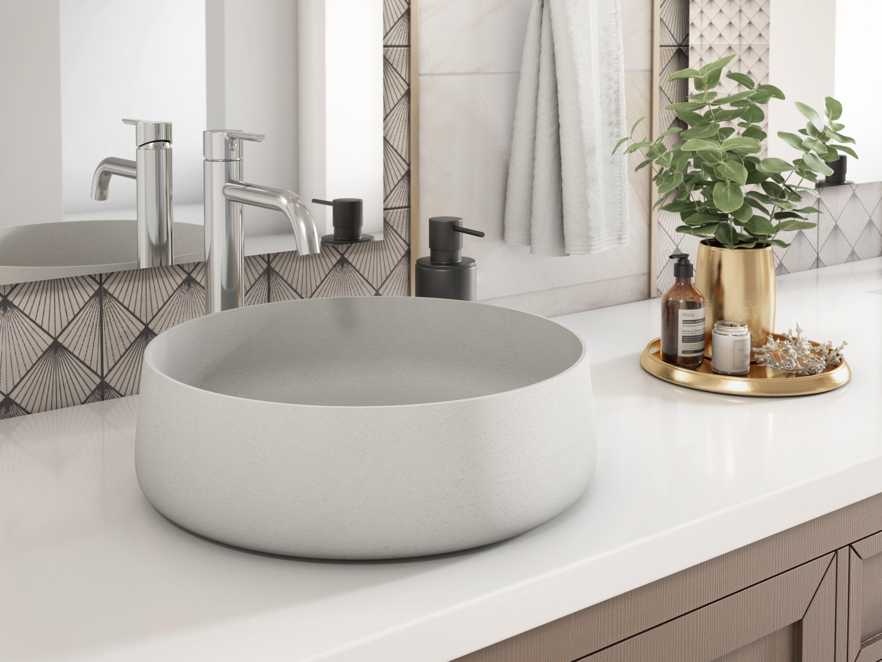 Moca Cream Round Limestone Sink