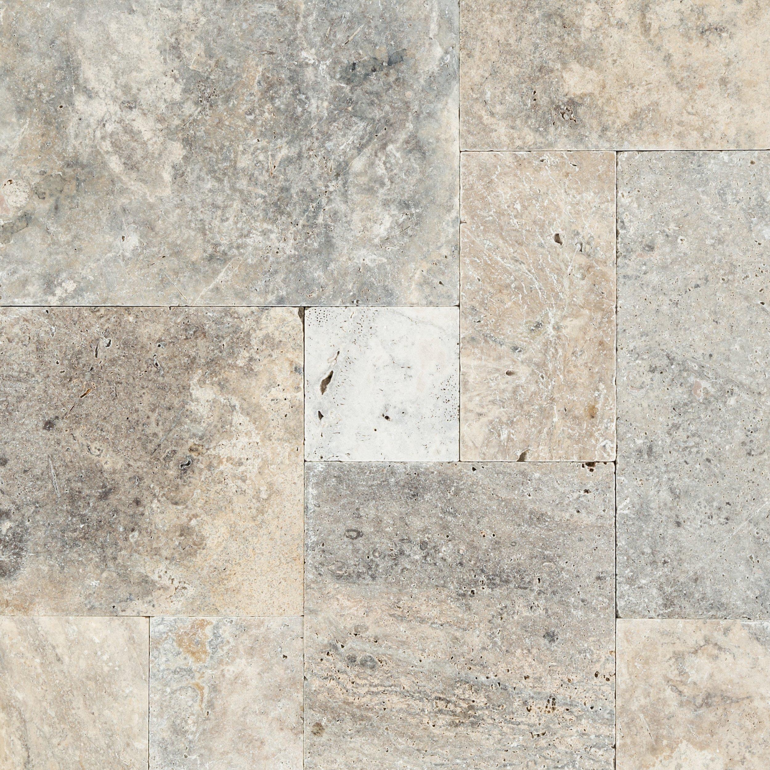 Silver Tumbled Travertine 3cm. Paver