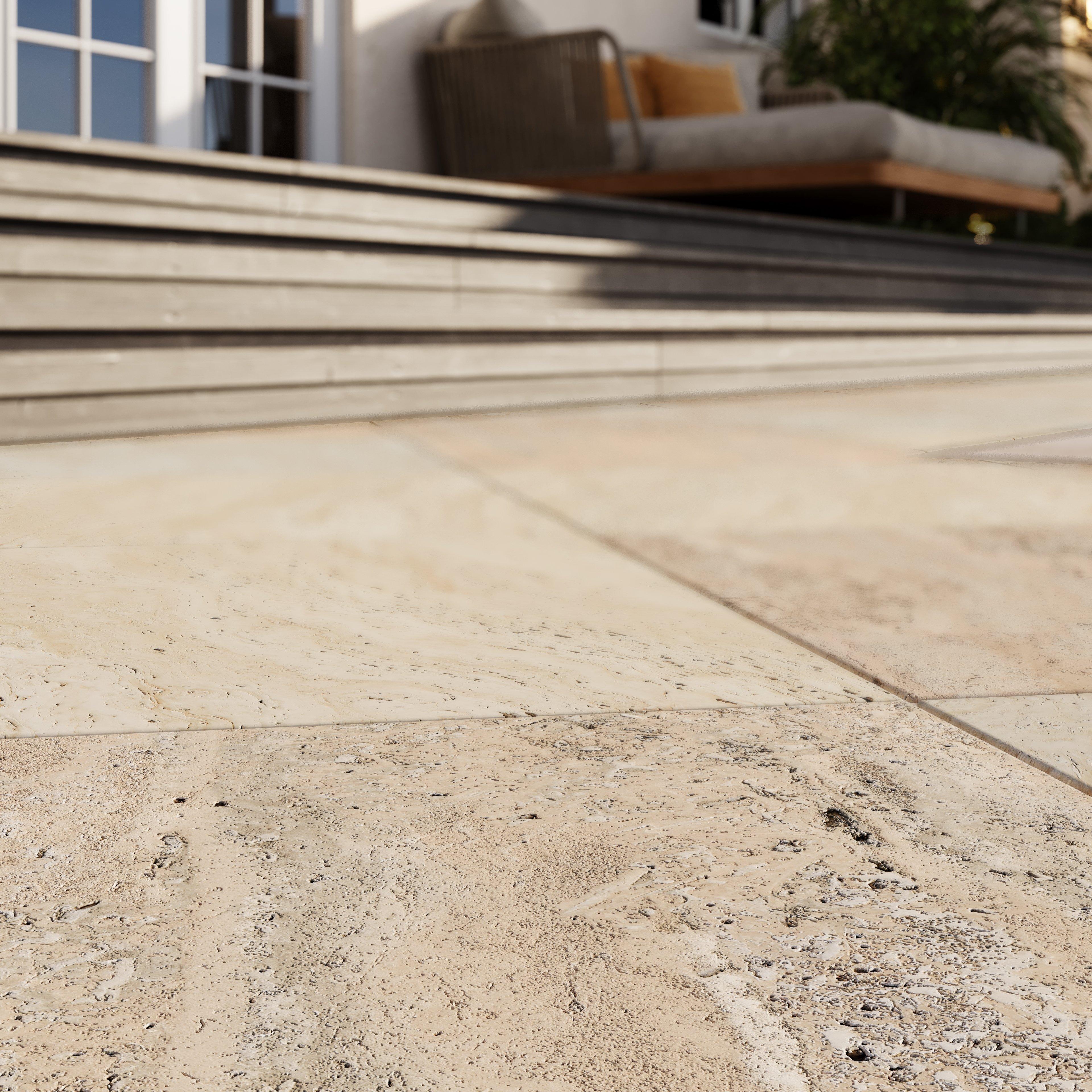 Ivory Tumbled Travertine 3cm. Paver