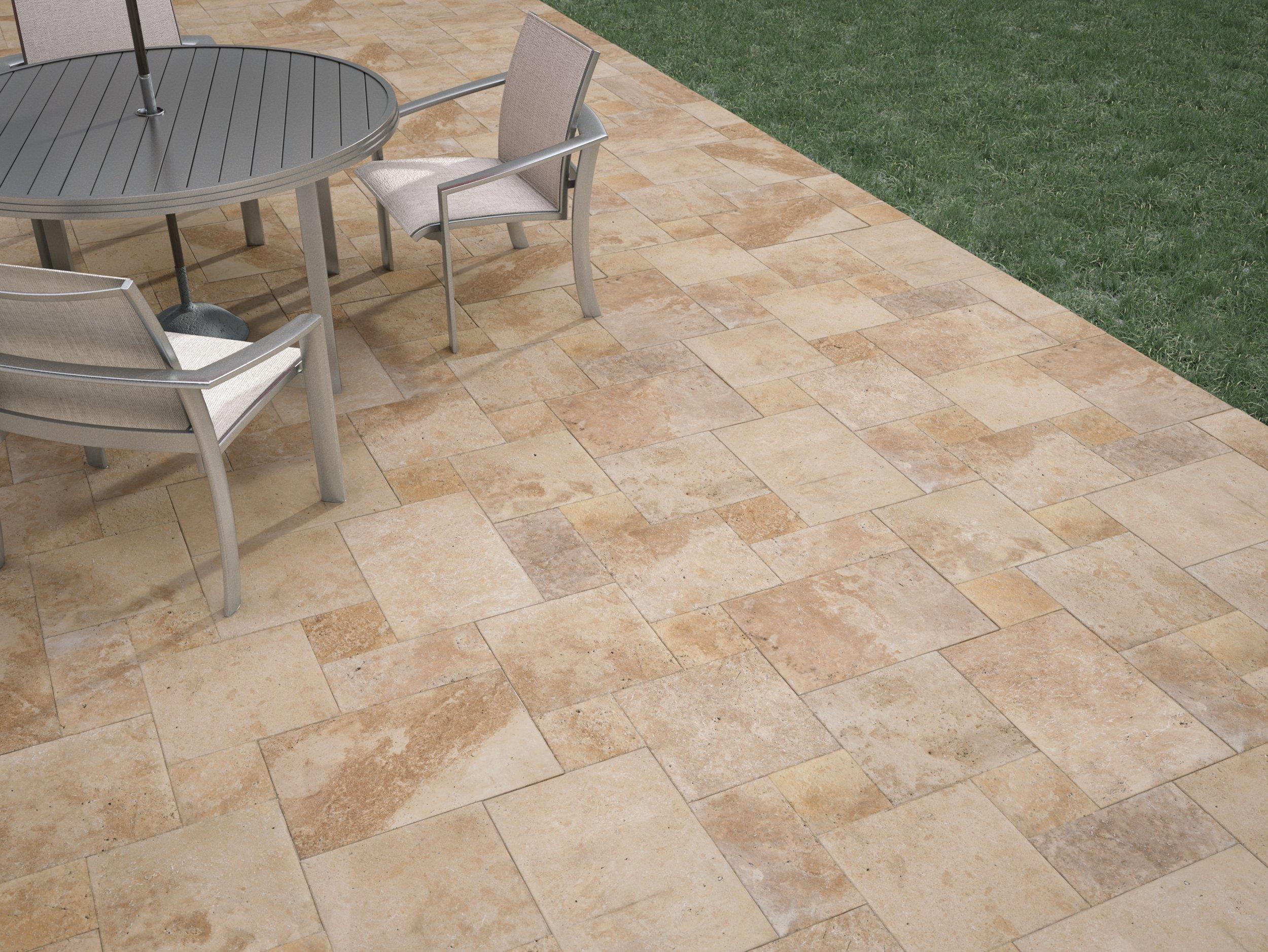 Walnut Tumbled Travertine 3cm. Paver