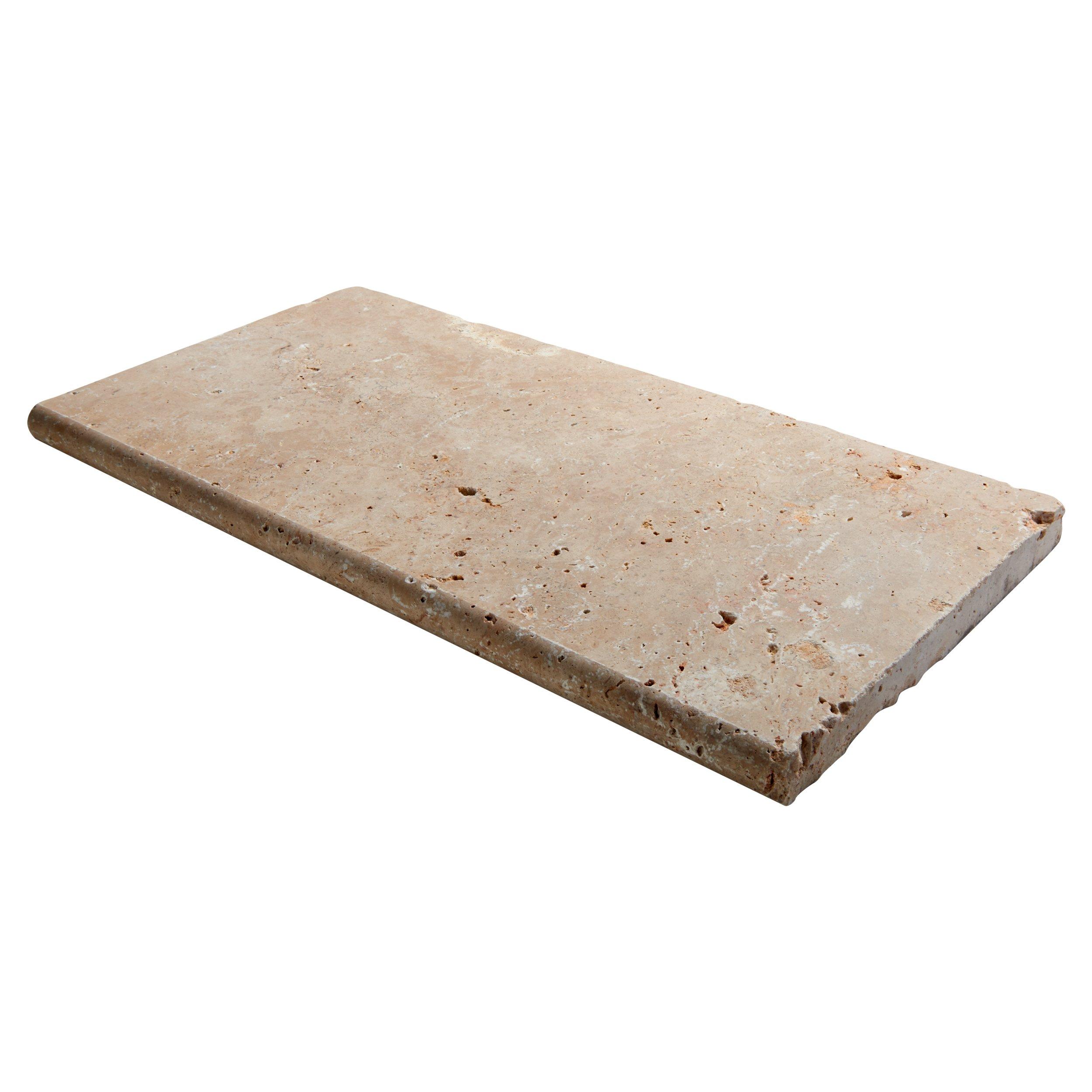 Ivory Tumbled Travertine Bullnose Coping 3cm. Paver