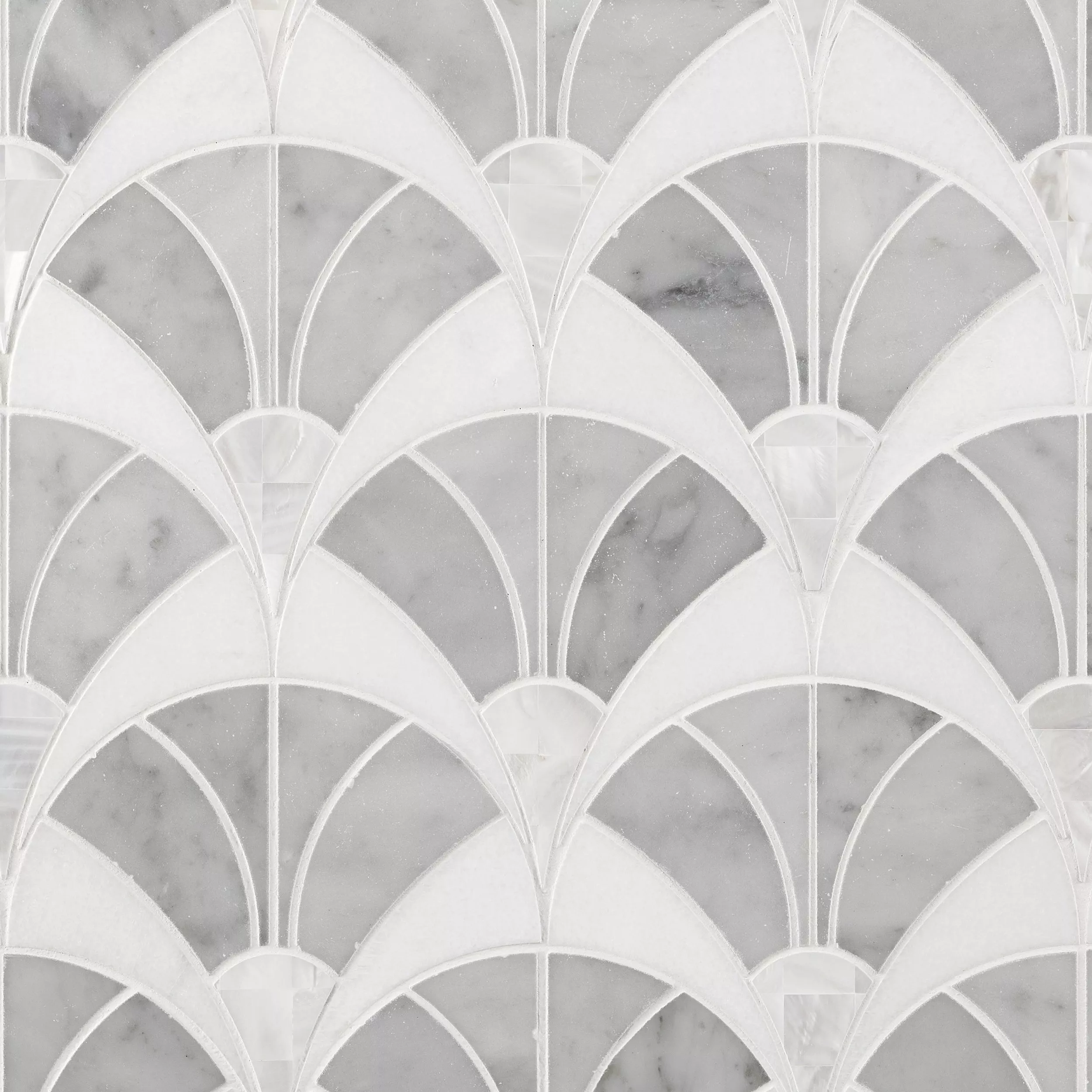 Trevi Thassos Mother of Pearl Bianco Carrera Waterjet