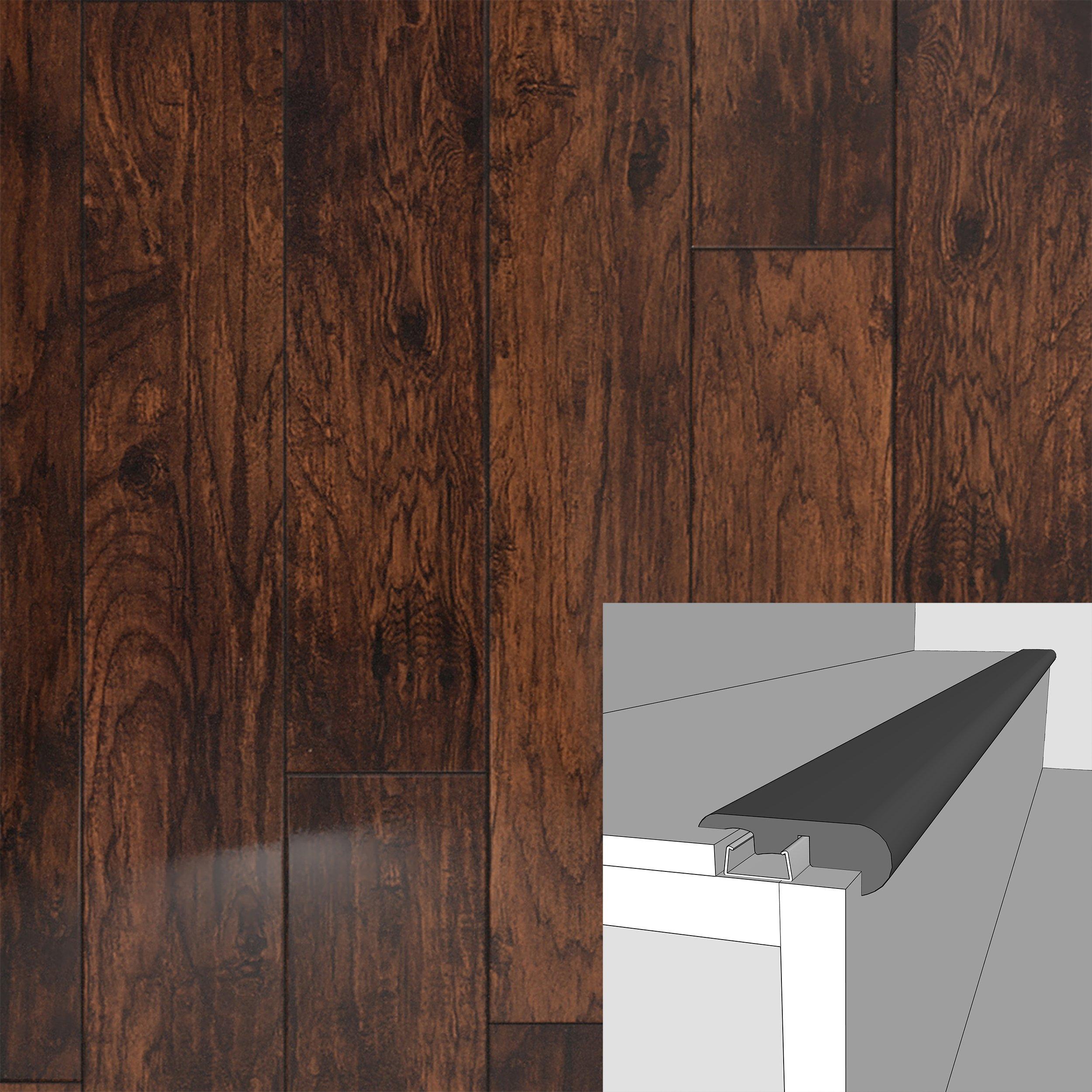 Coffee Hickory 94in. Laminate Overlapping Stair Nose