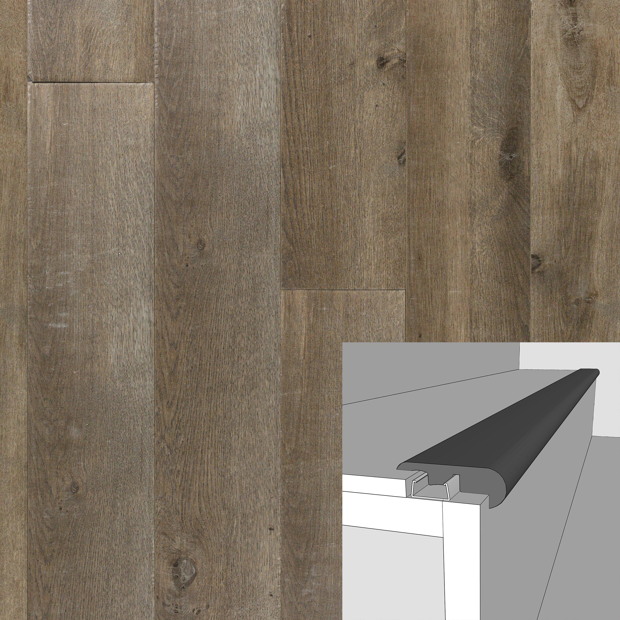Reclaimed Grey Oak 94in. Laminate Overlapping Stair Nose