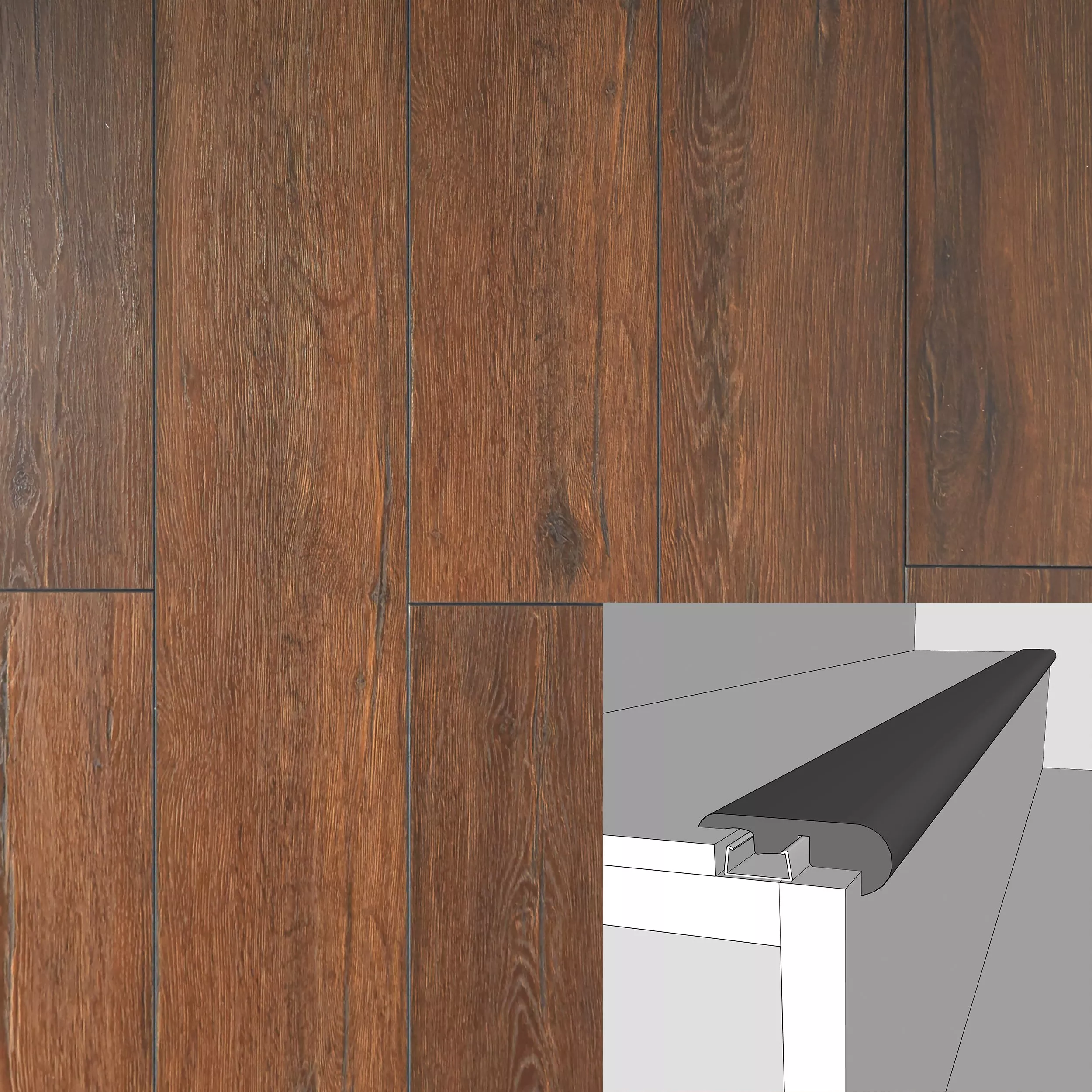Renaissance Oak 94in. Laminate Overlapping Stair Nose