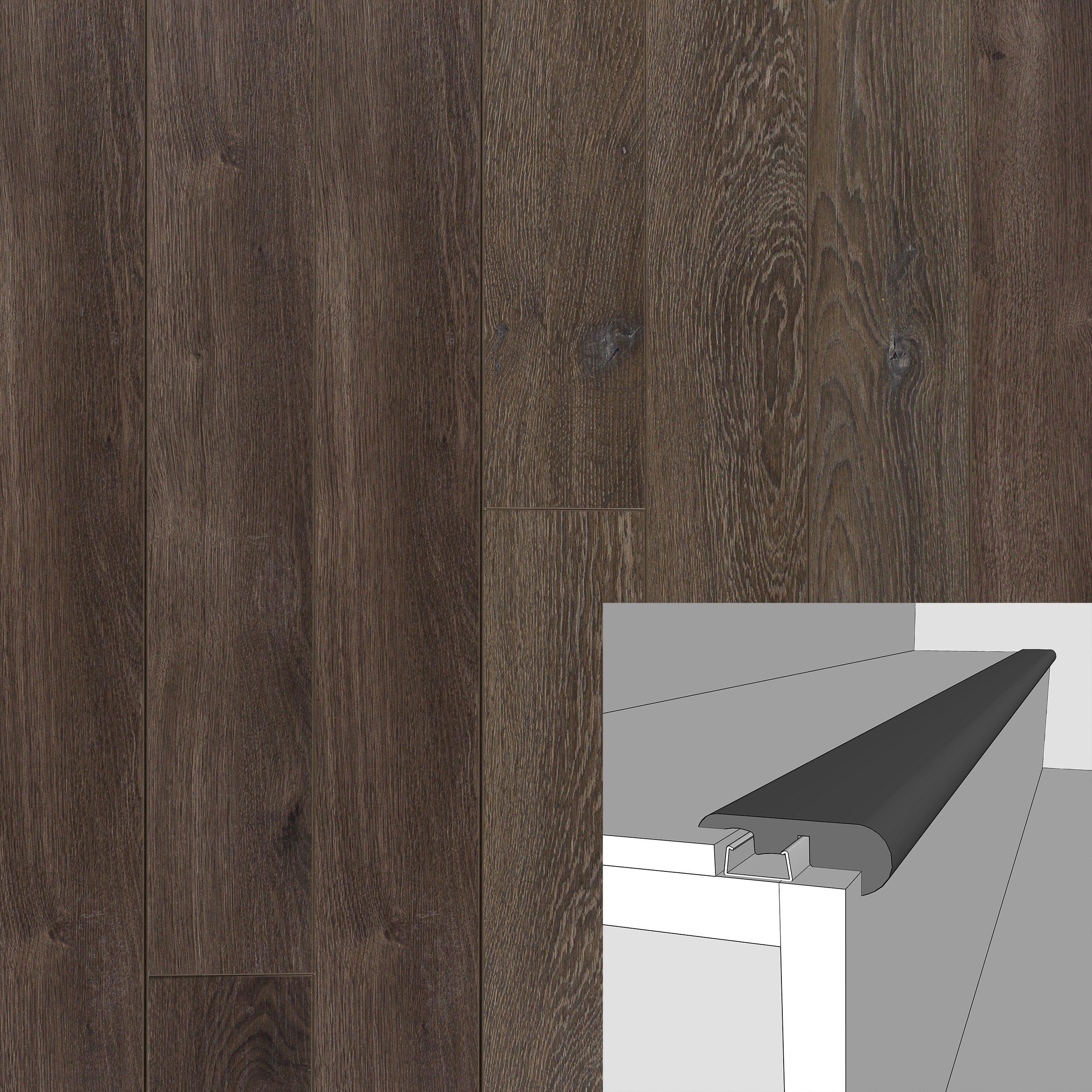 Weathered Grey 94in. Laminate Overlapping Stair Nose