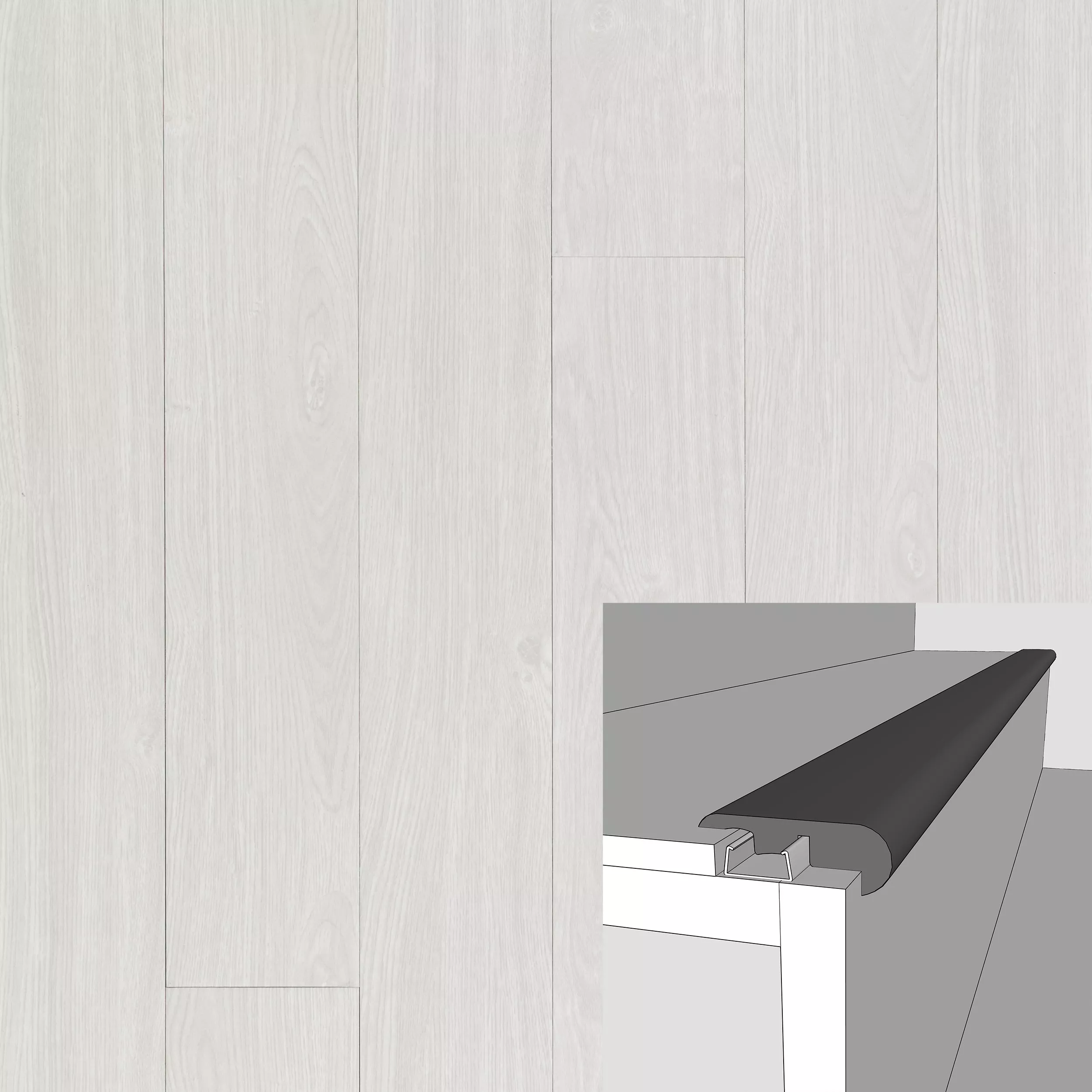 Marfil High Gloss 94in. Laminate Overlapping Stair Nose