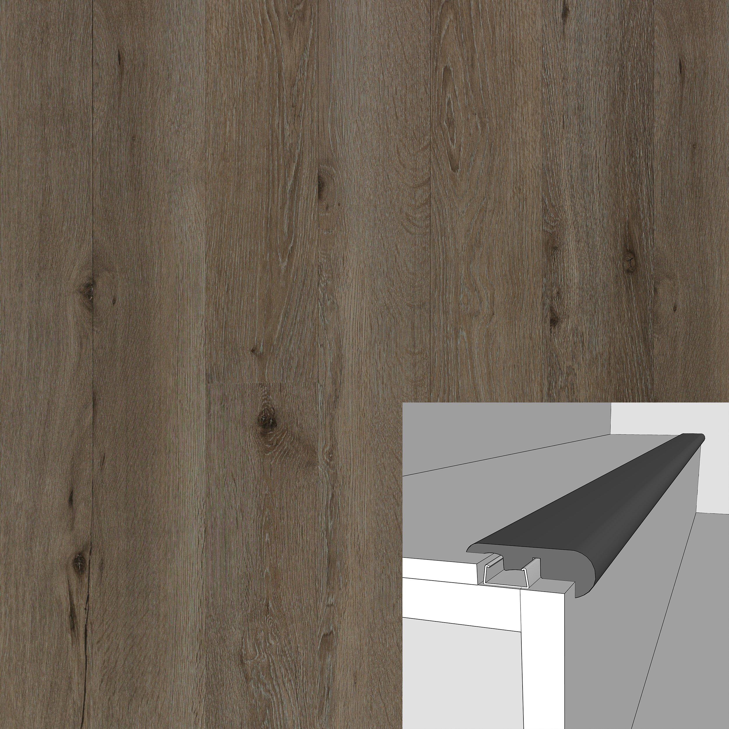 Castries Oak High Gloss 94in. Laminate Overlapping Stair Nose