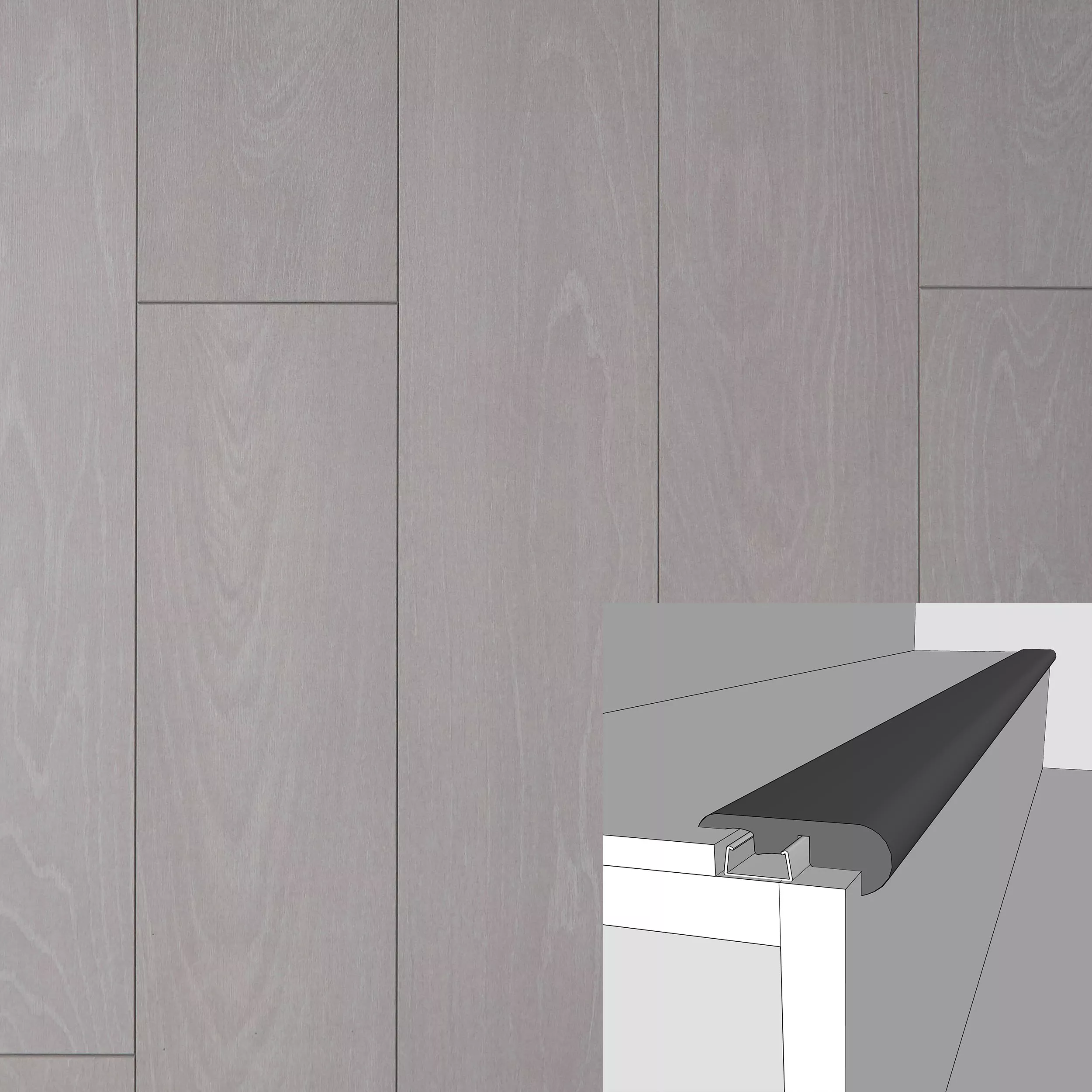 Fairmont Grey Oak 94in. Laminate Overlapping Stair Nose
