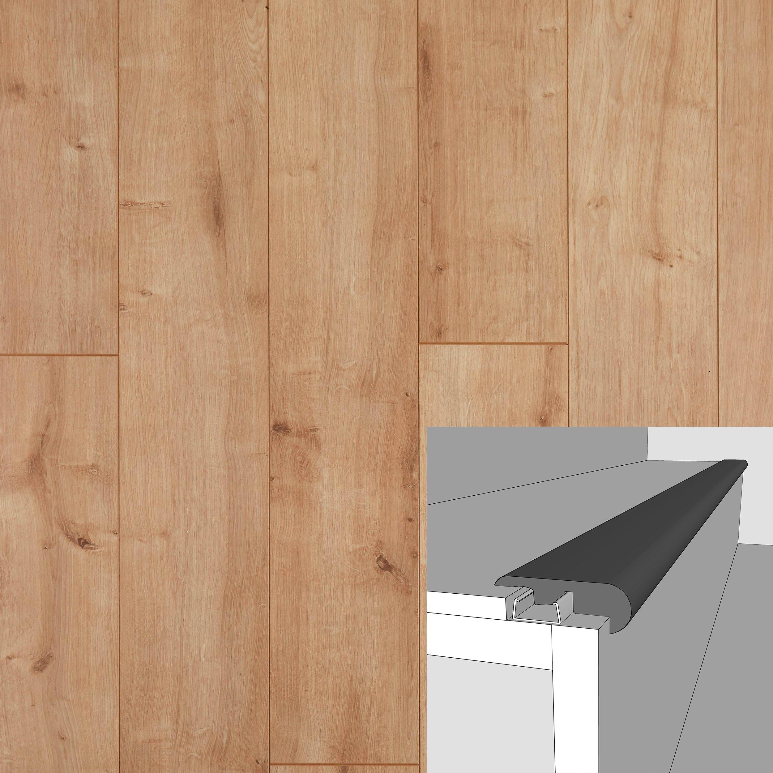 Lambent Blonde Oak 94in. Laminate Overlapping Stair Nose