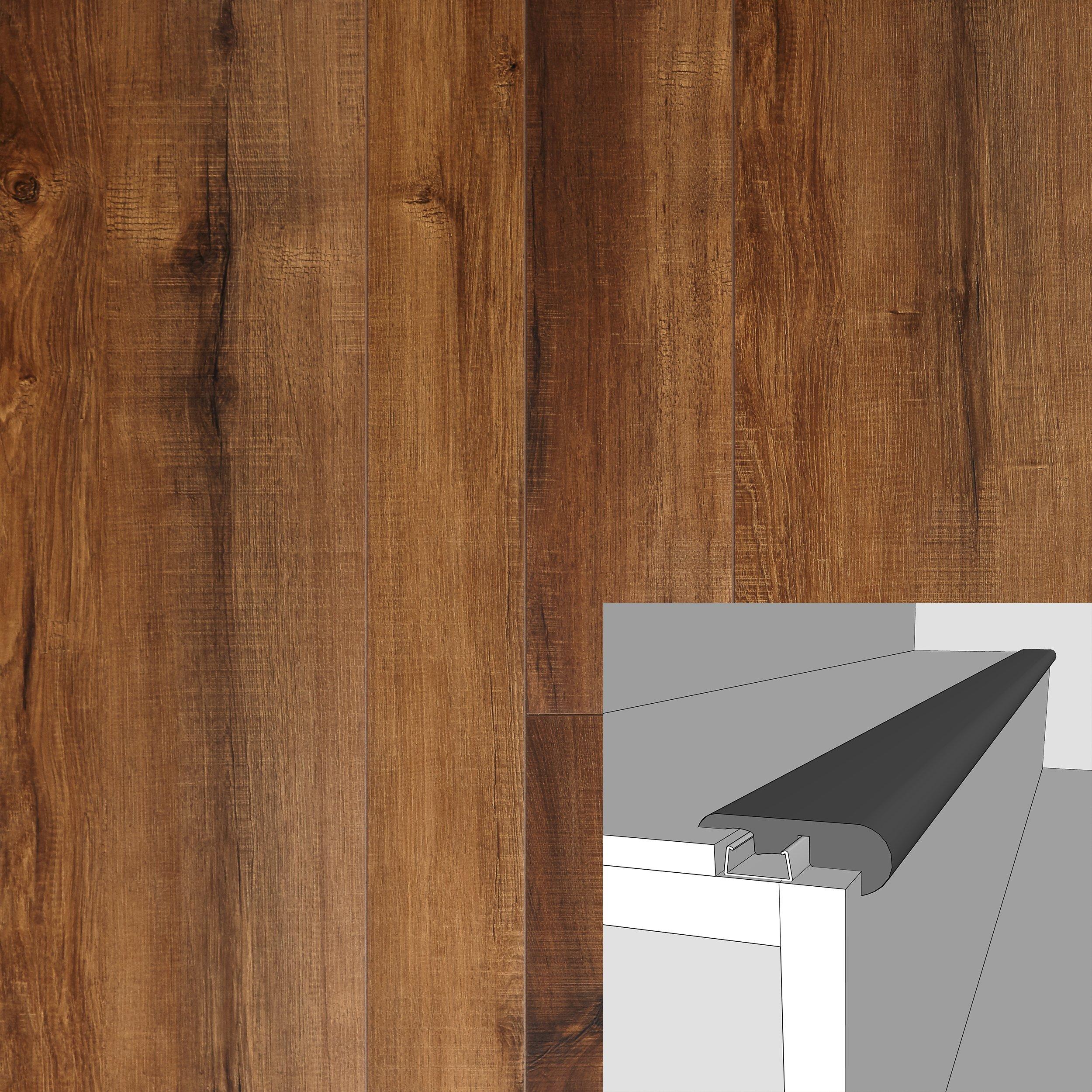 Estate Oak Cocoa 94in. Laminate Overlapping Stair Nose