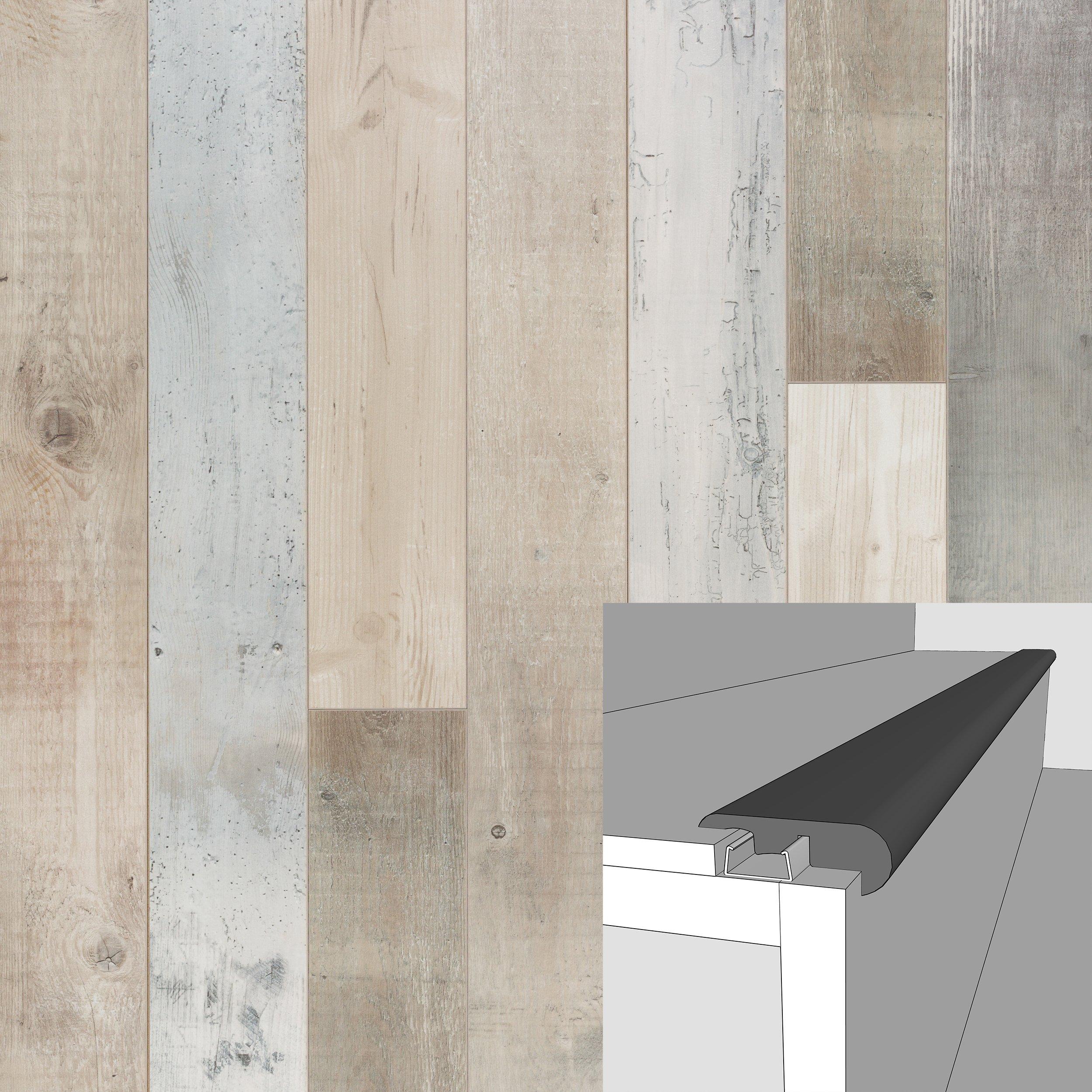 Seascape Mist Pine 94in. Laminate Overlapping Stair Nose