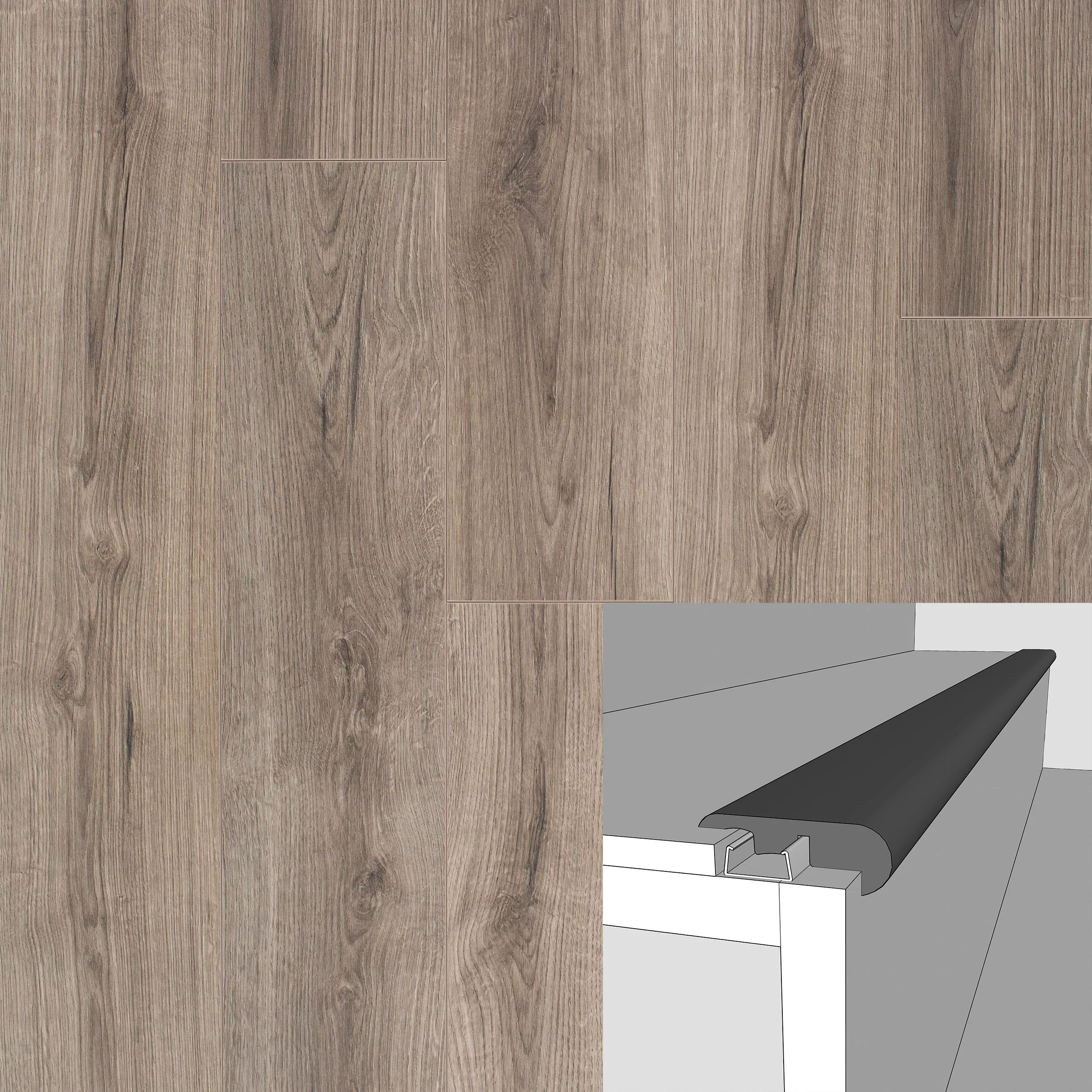 Modern Greige 94in. Laminate Overlapping Stair Nose