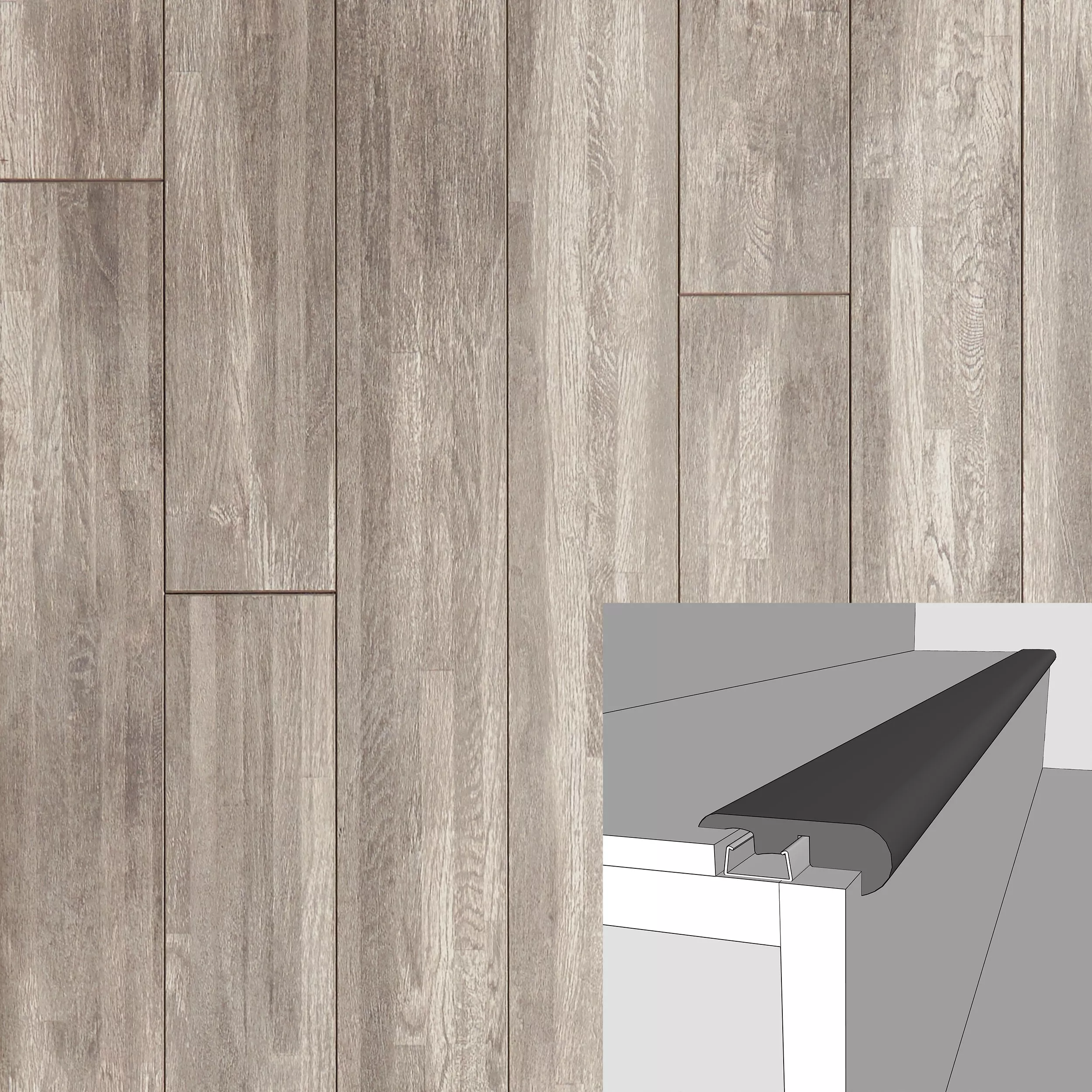 Mystic Oak 94in. Laminate Overlapping Stair Nose