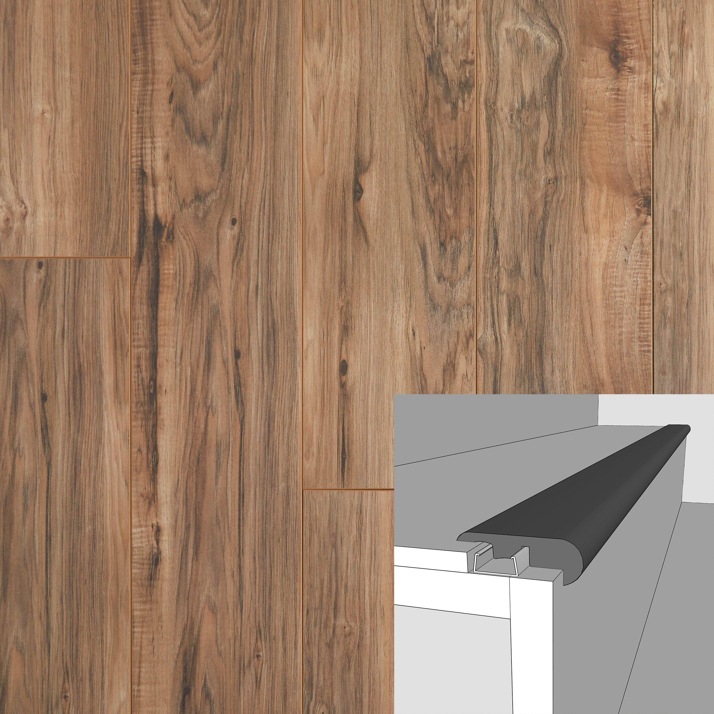 Alder Pecan Tan 94in. Laminate Overlapping Stair Nose