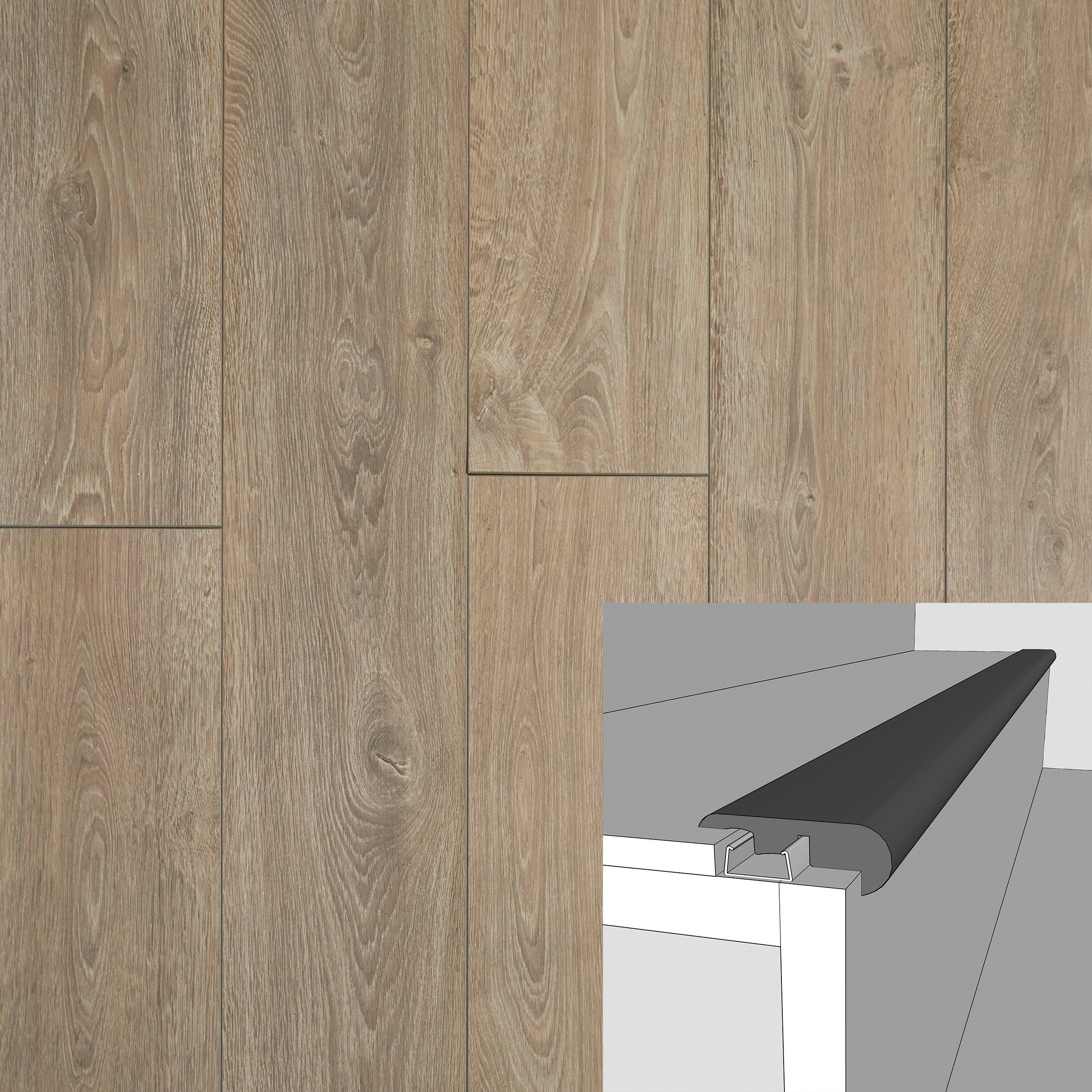 French Oak Grey 94in. Laminate Overlapping Stair Nose