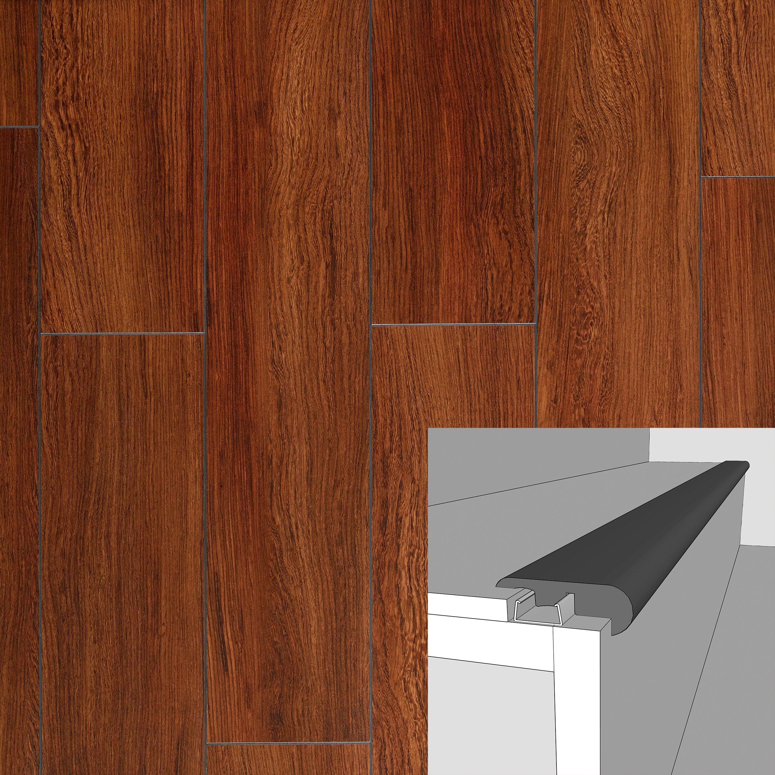 Dark Mahogany 94in. Laminate Overlapping Stair Nose