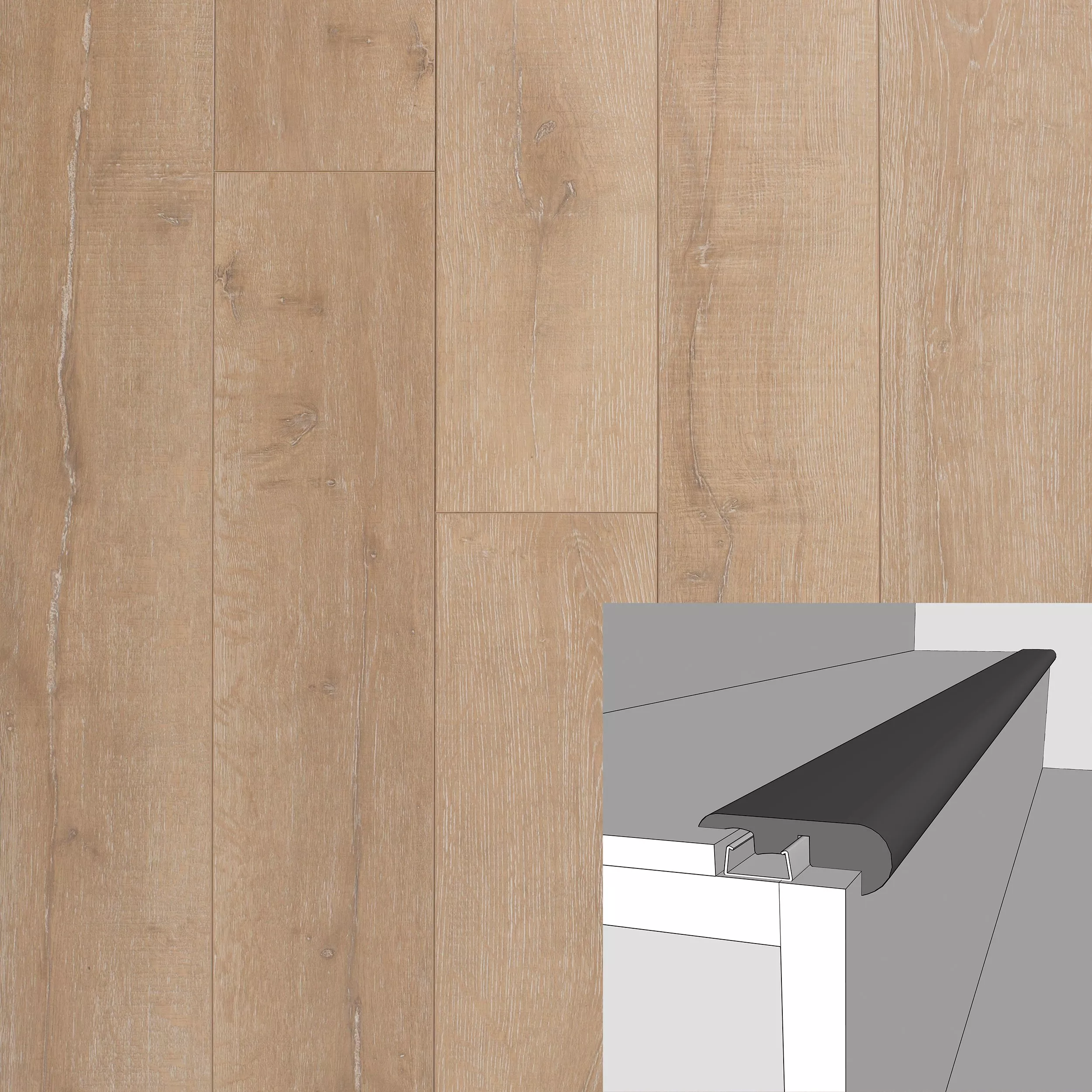 Rustic Timber 94in. Laminate Overlapping Stair Nose