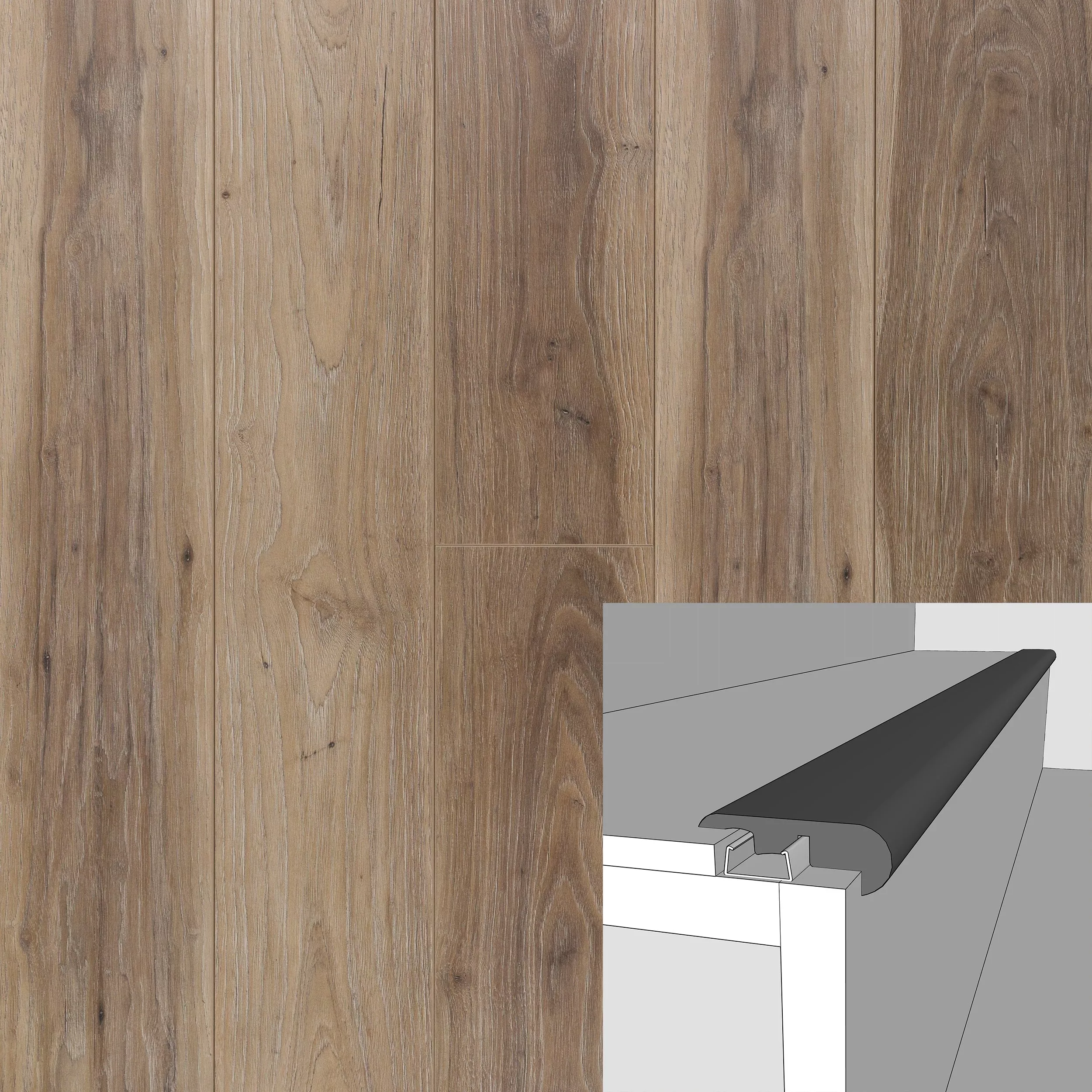 Spalted Walnut 94in. Laminate Overlapping Stair Nose