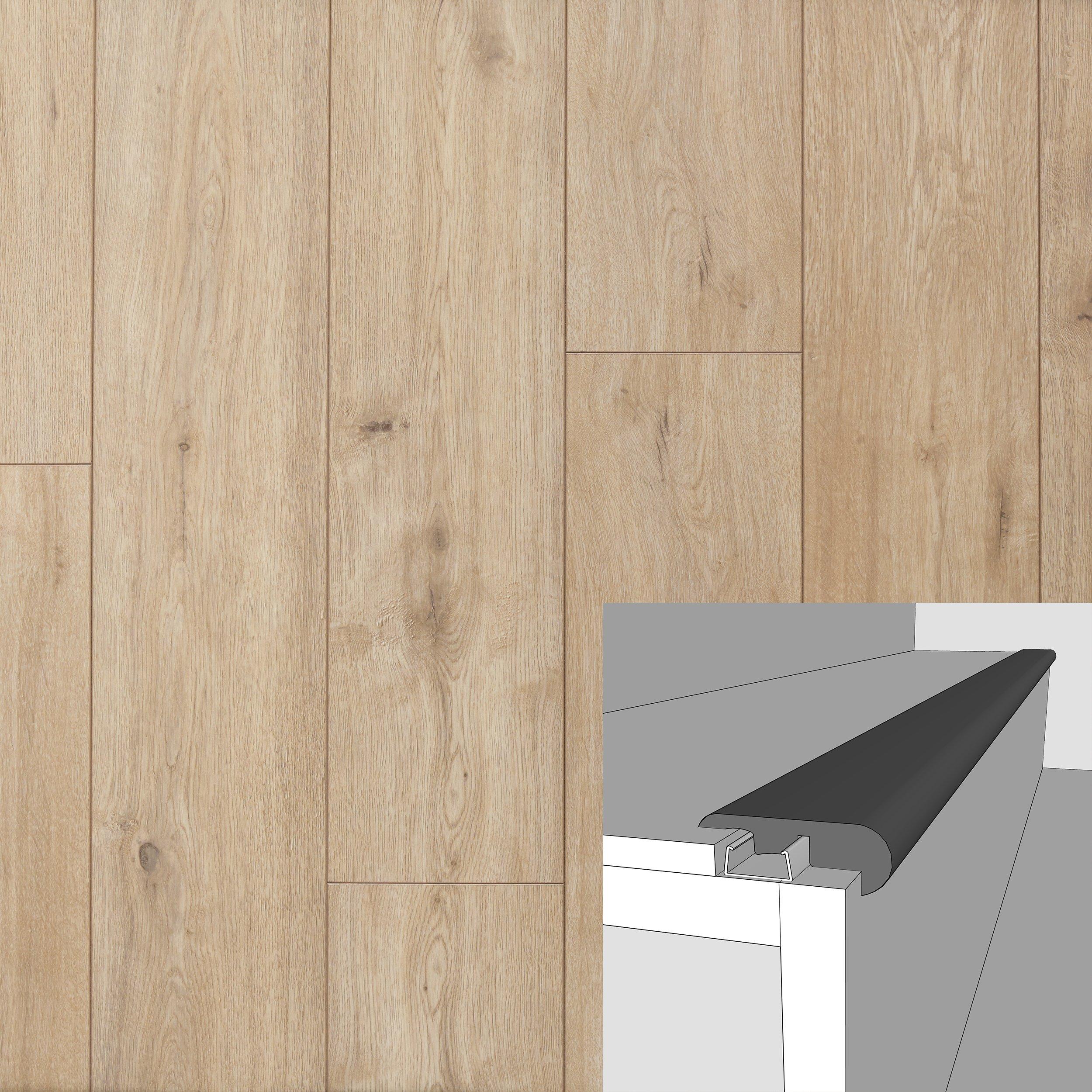 Windy Grey Beech 94in. Laminate Overlapping Stair Nose