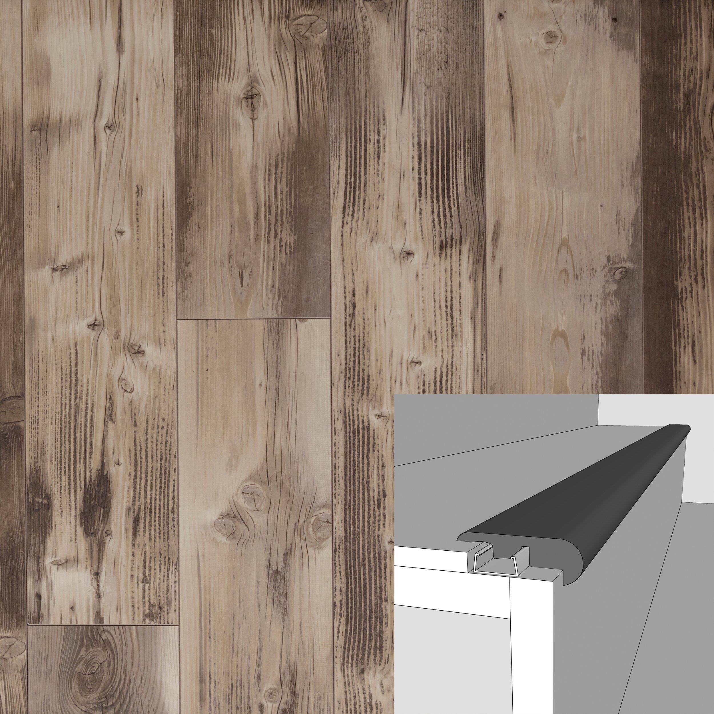 Storm Cloud Grey 94in. Laminate Overlapping Stair Nose