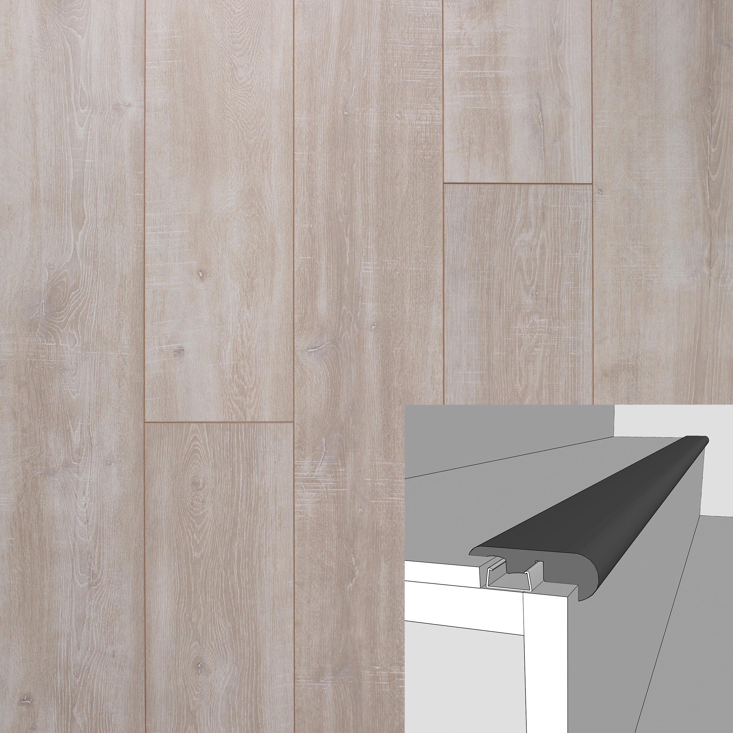 Vintage Grey Oak 94in. Laminate Overlapping Stair Nose