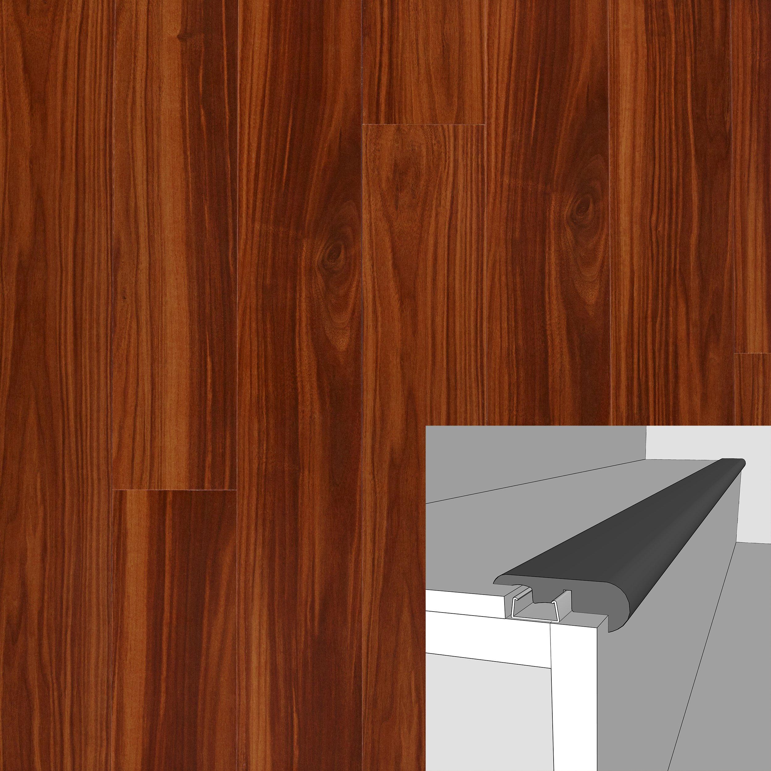 Exotic Cherry High Gloss 94in. Laminate Overlapping Stair Nose