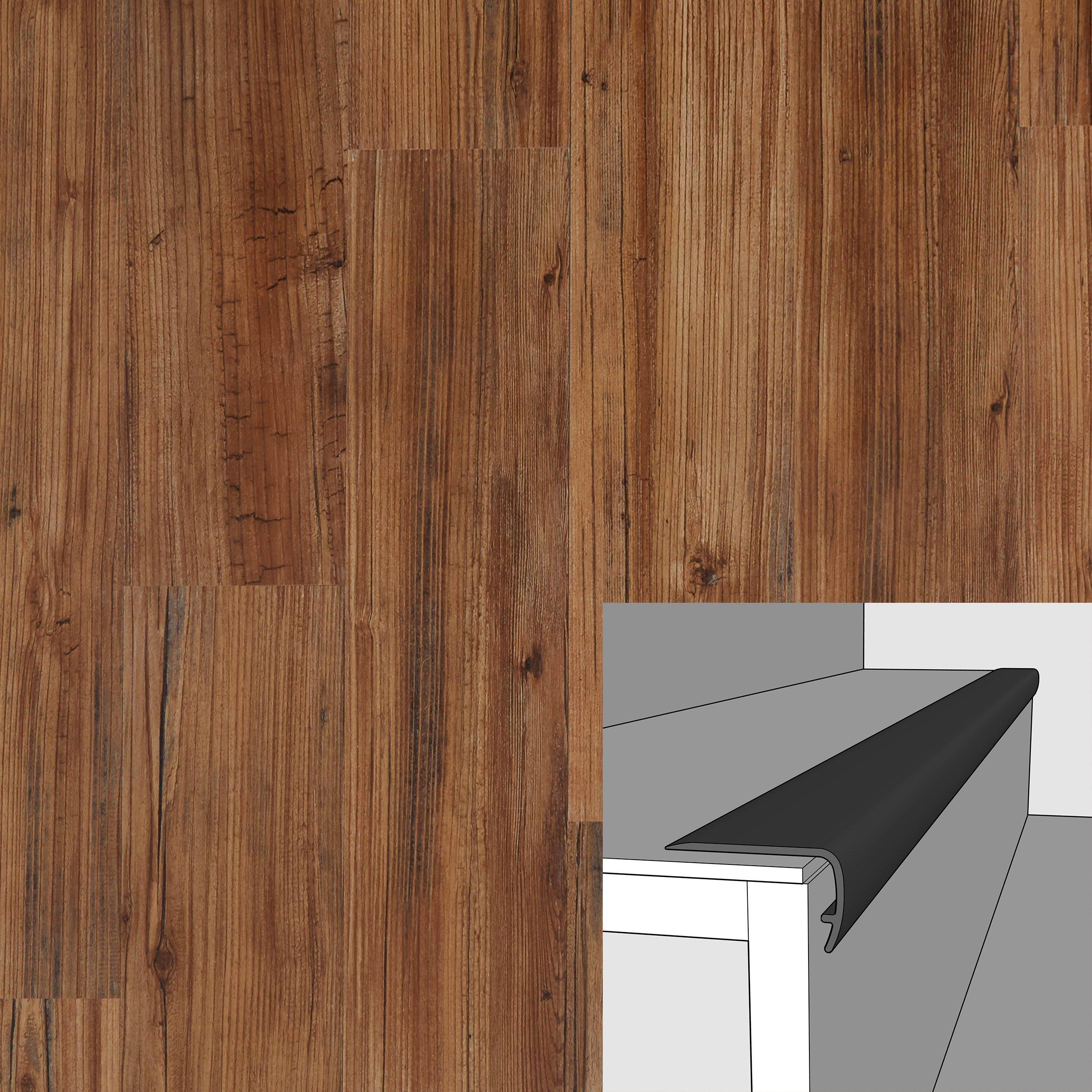Rustic Pine 94in. Vinyl Overlapping Stair Nose