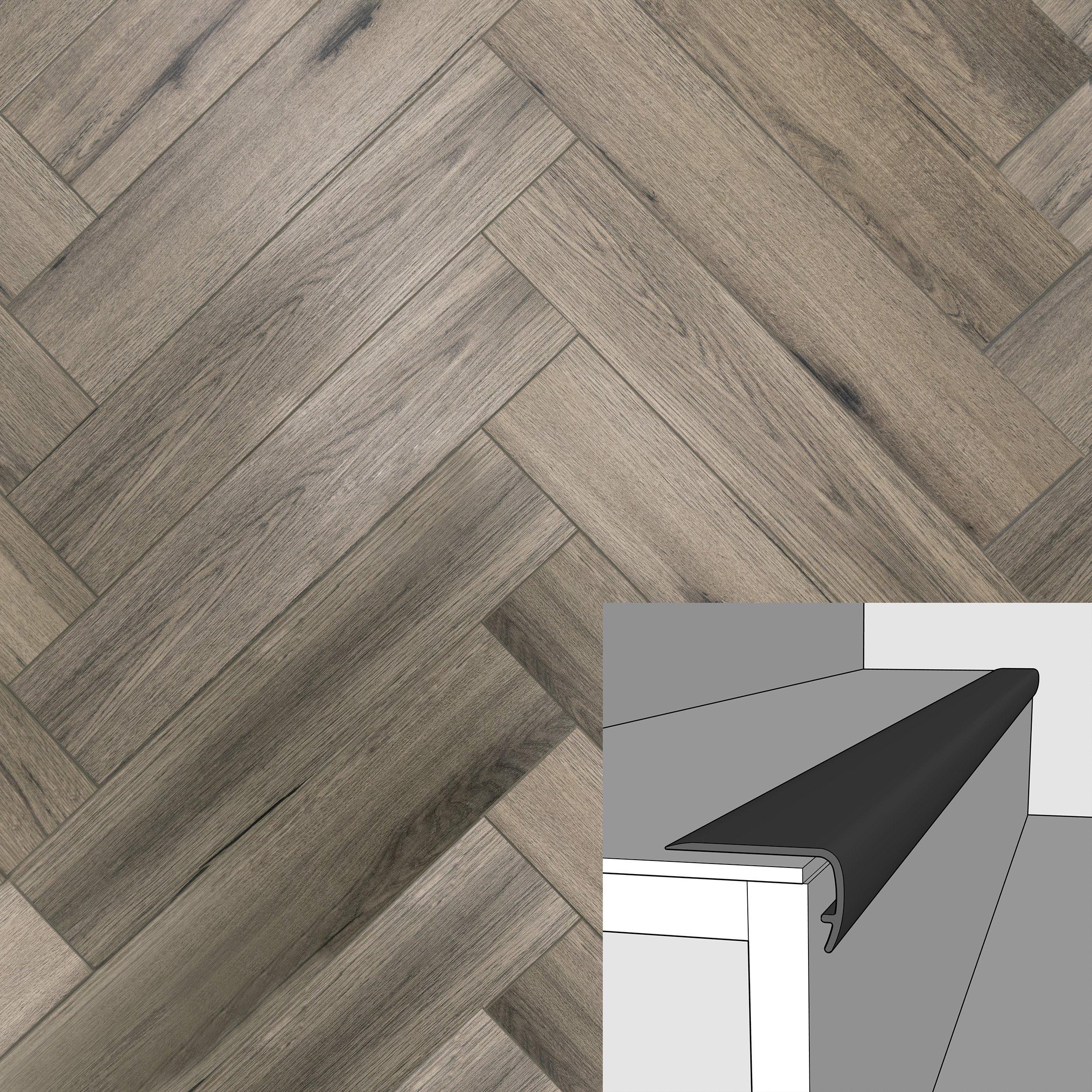 Tuscan Greige 94in. Vinyl Overlapping Stair Nose