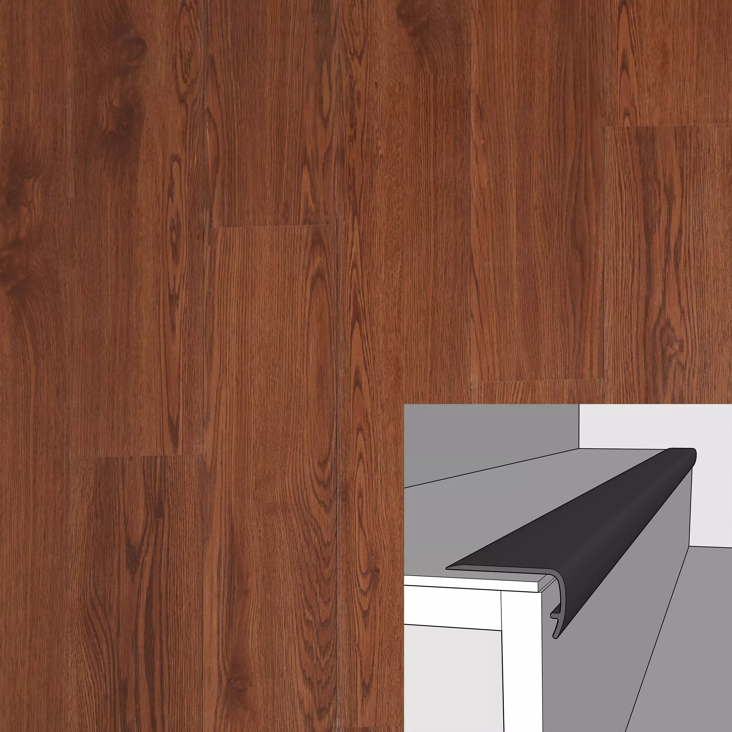 Sienna Oak 94in. Vinyl Overlapping Stair Nose