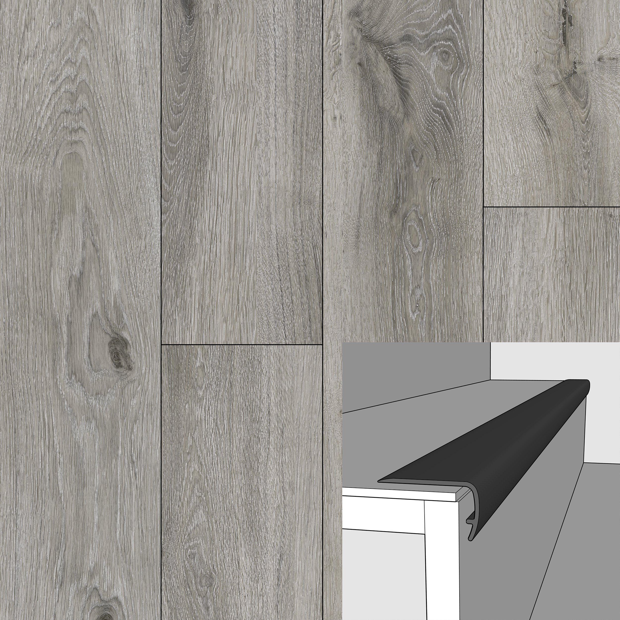 Silver 94in. Vinyl Overlapping Stair Nose