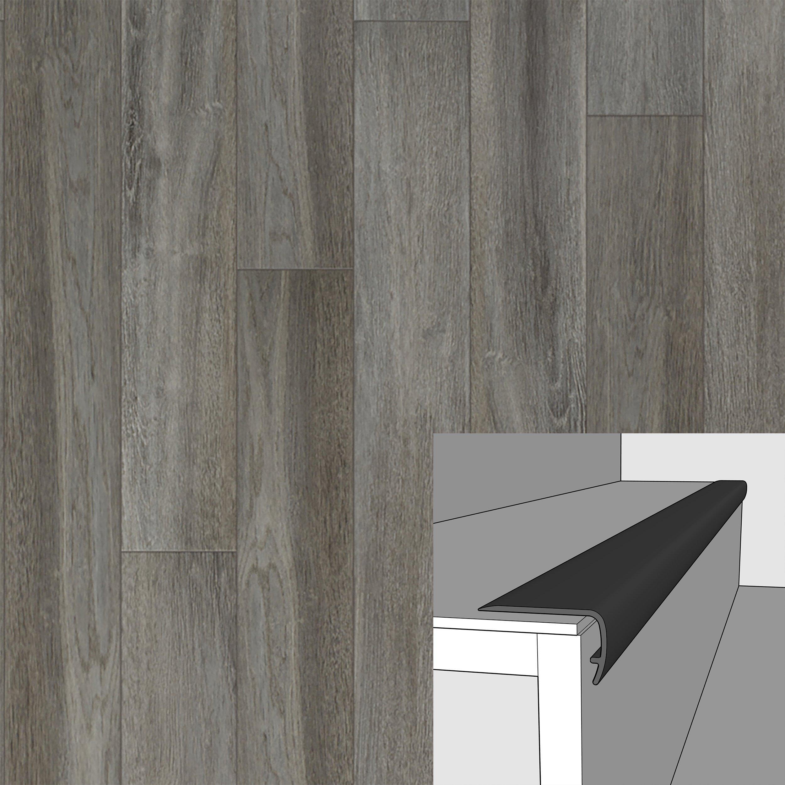 Titan Grey 94in. Vinyl Overlapping Stair Nose