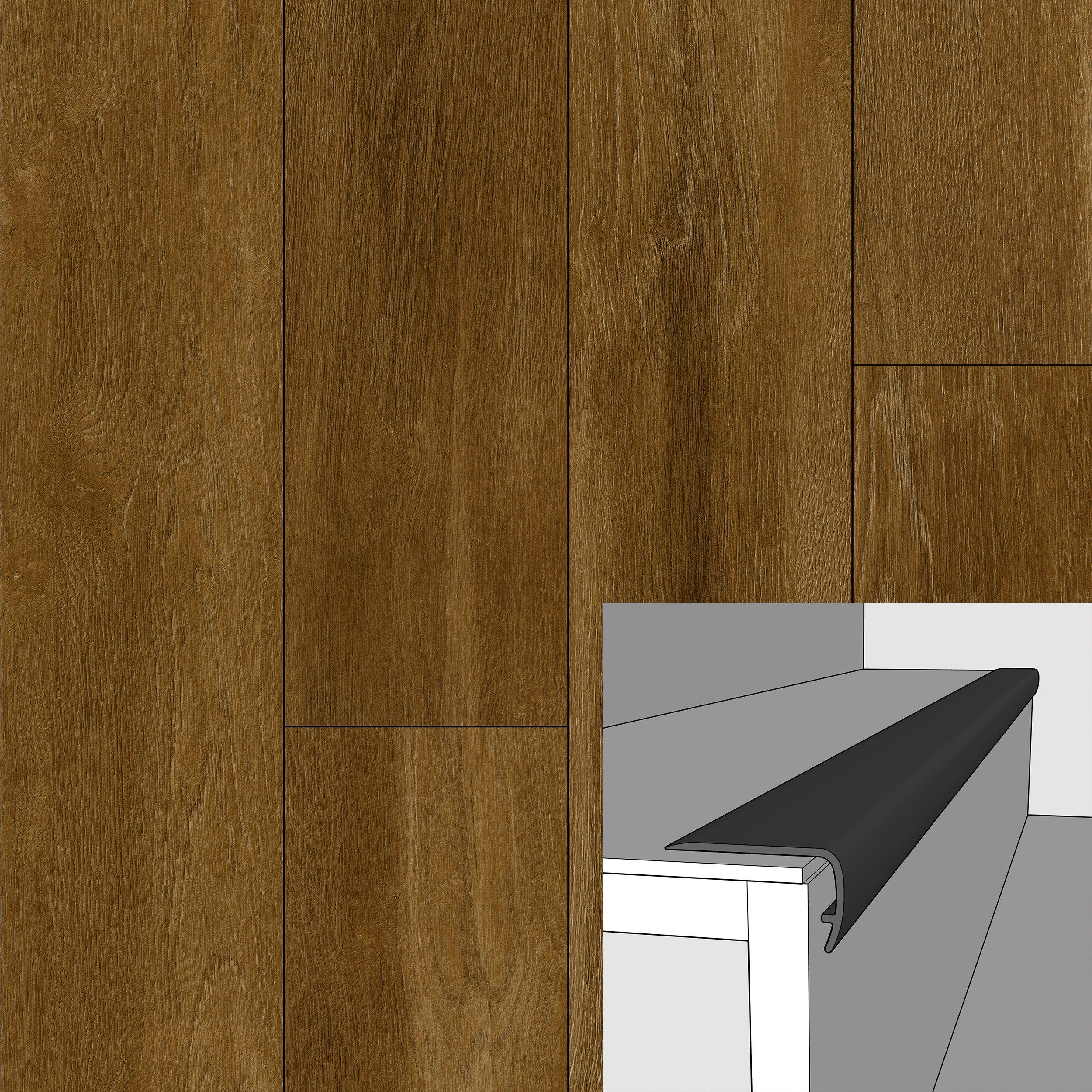 Spiced Oak 94in. Vinyl Overlapping Stair Nose