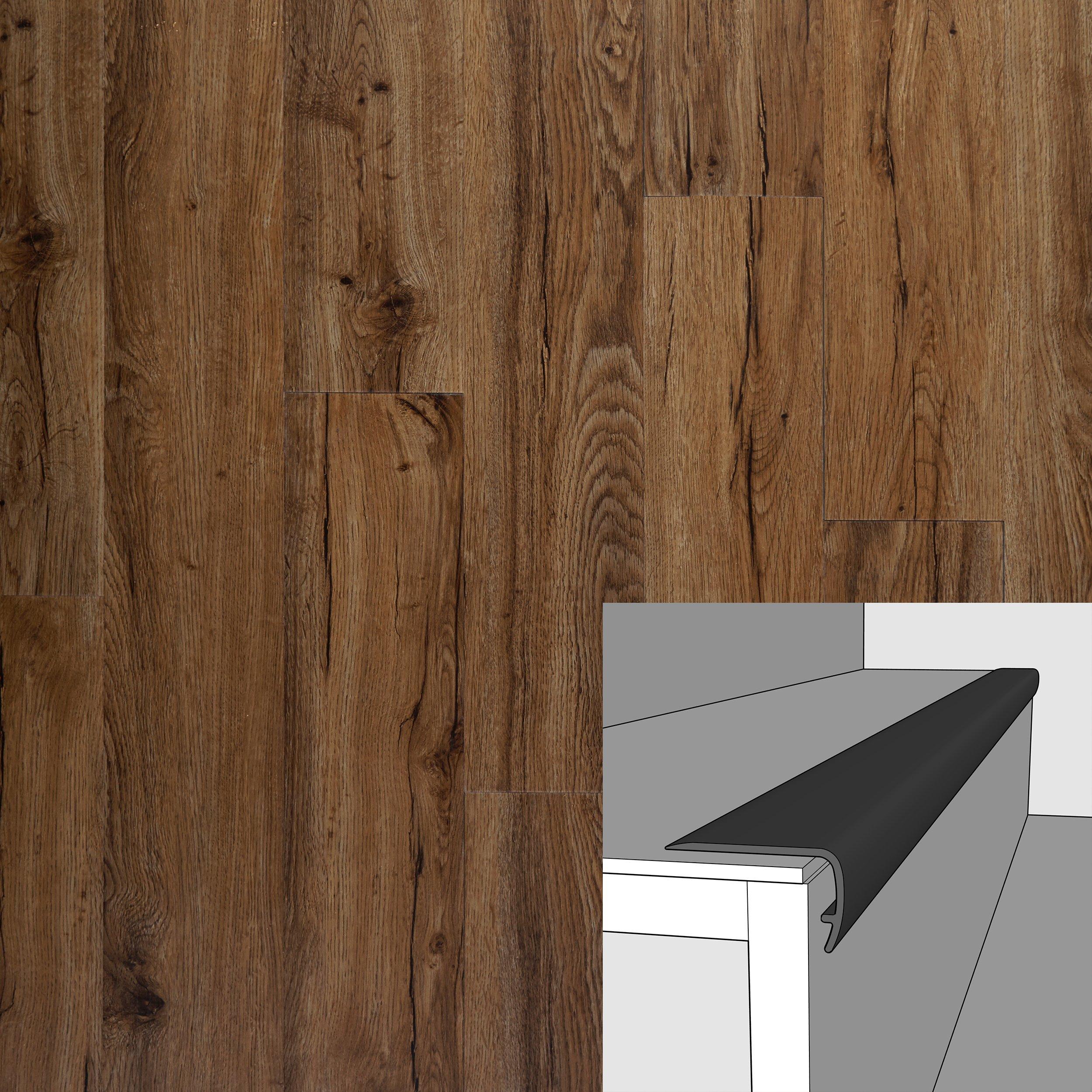 Auburn Oak 94in. Vinyl Overlapping Stair Nose