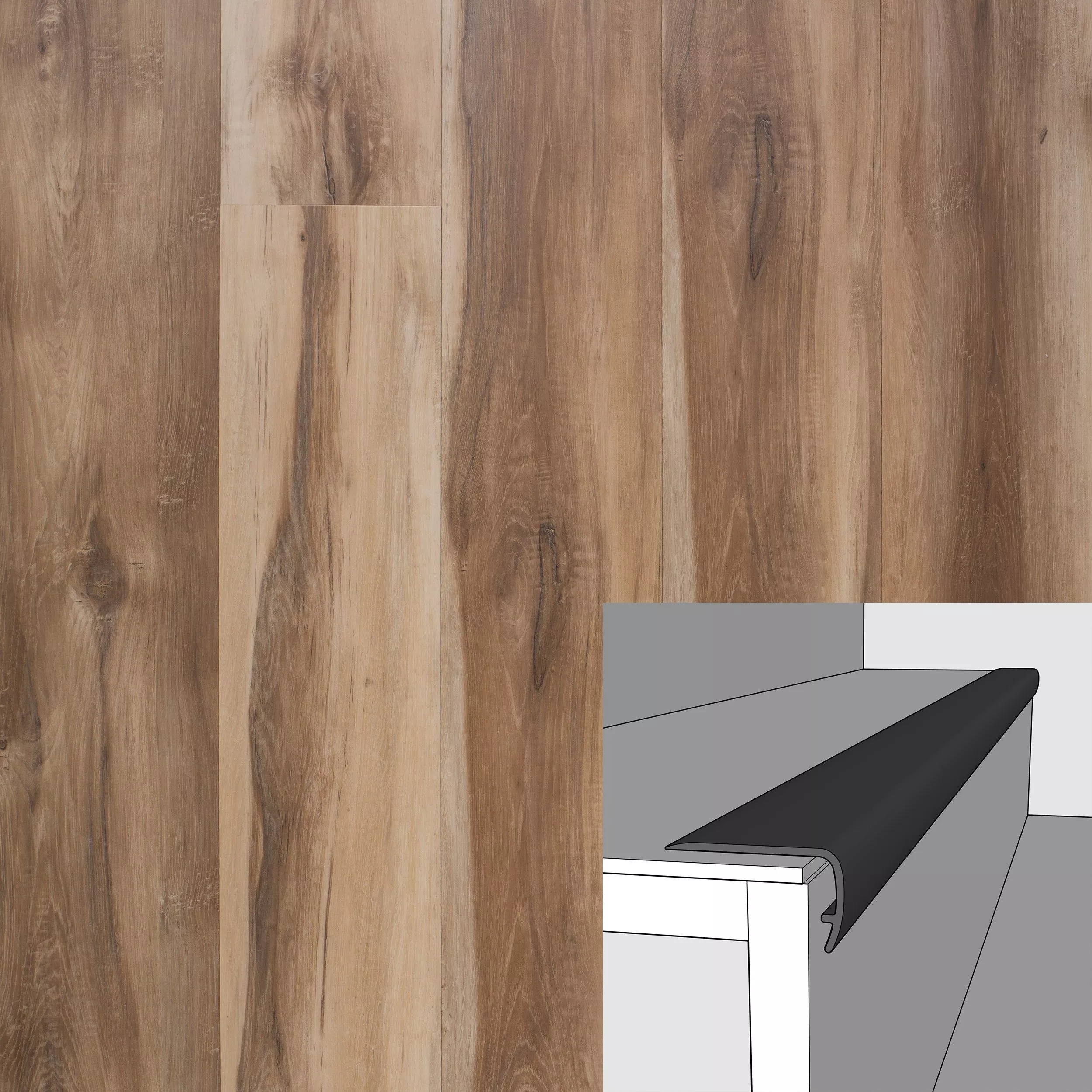 Spalted Oak 94in. Vinyl Overlapping Stair Nose
