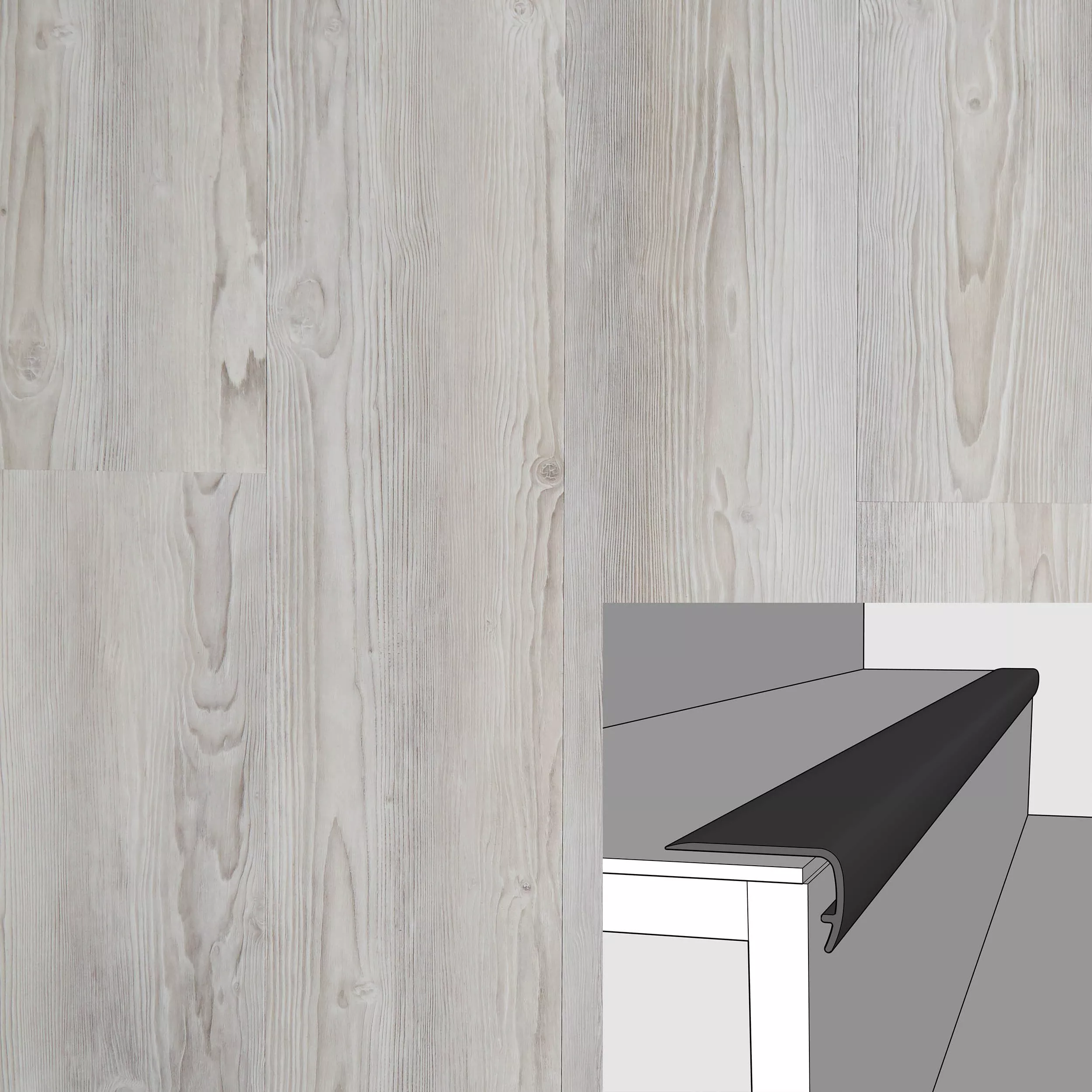 Sandy Pine 94in. Vinyl Overlapping Stair Nose