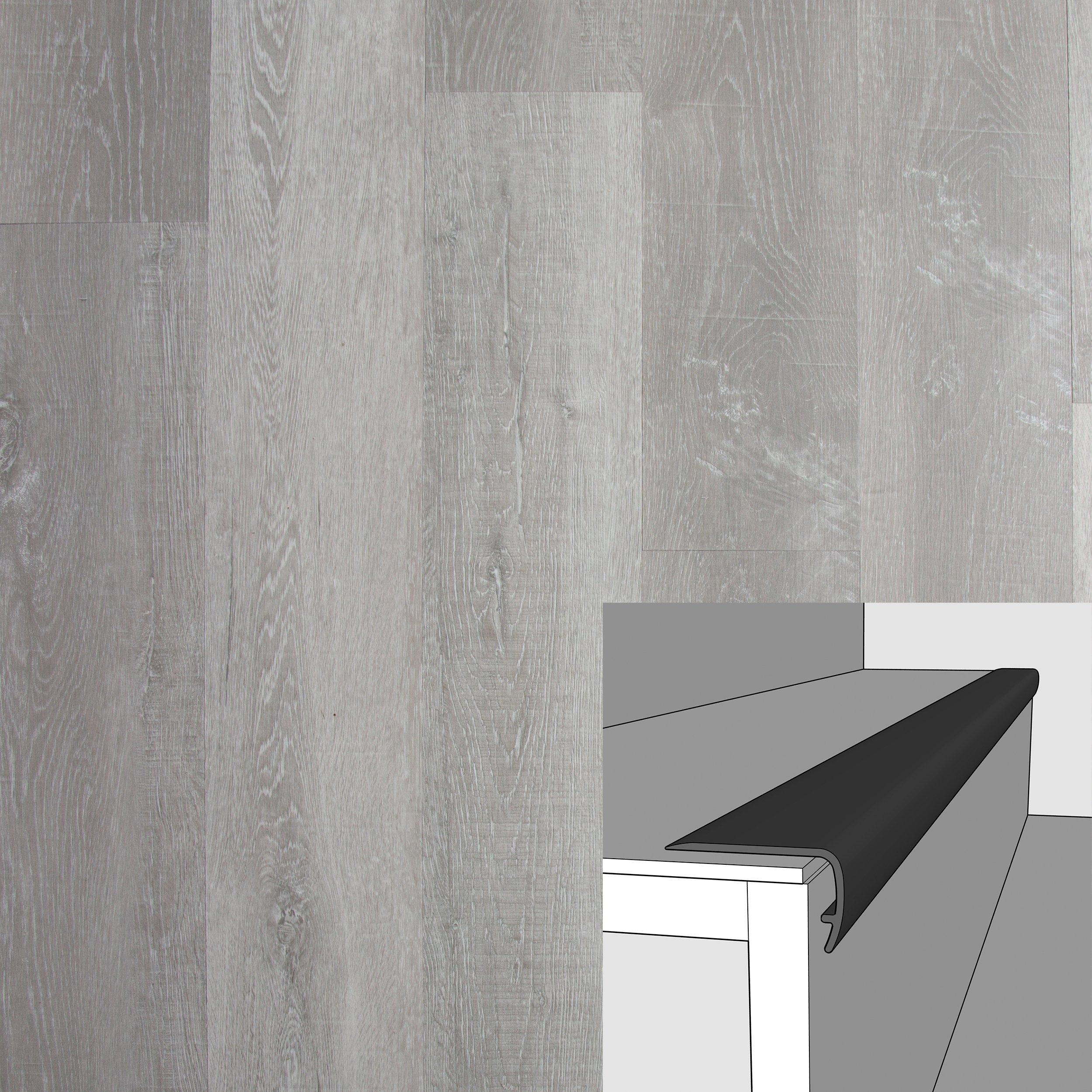 Soft Grey Oak 94in. Vinyl Overlapping Stair Nose