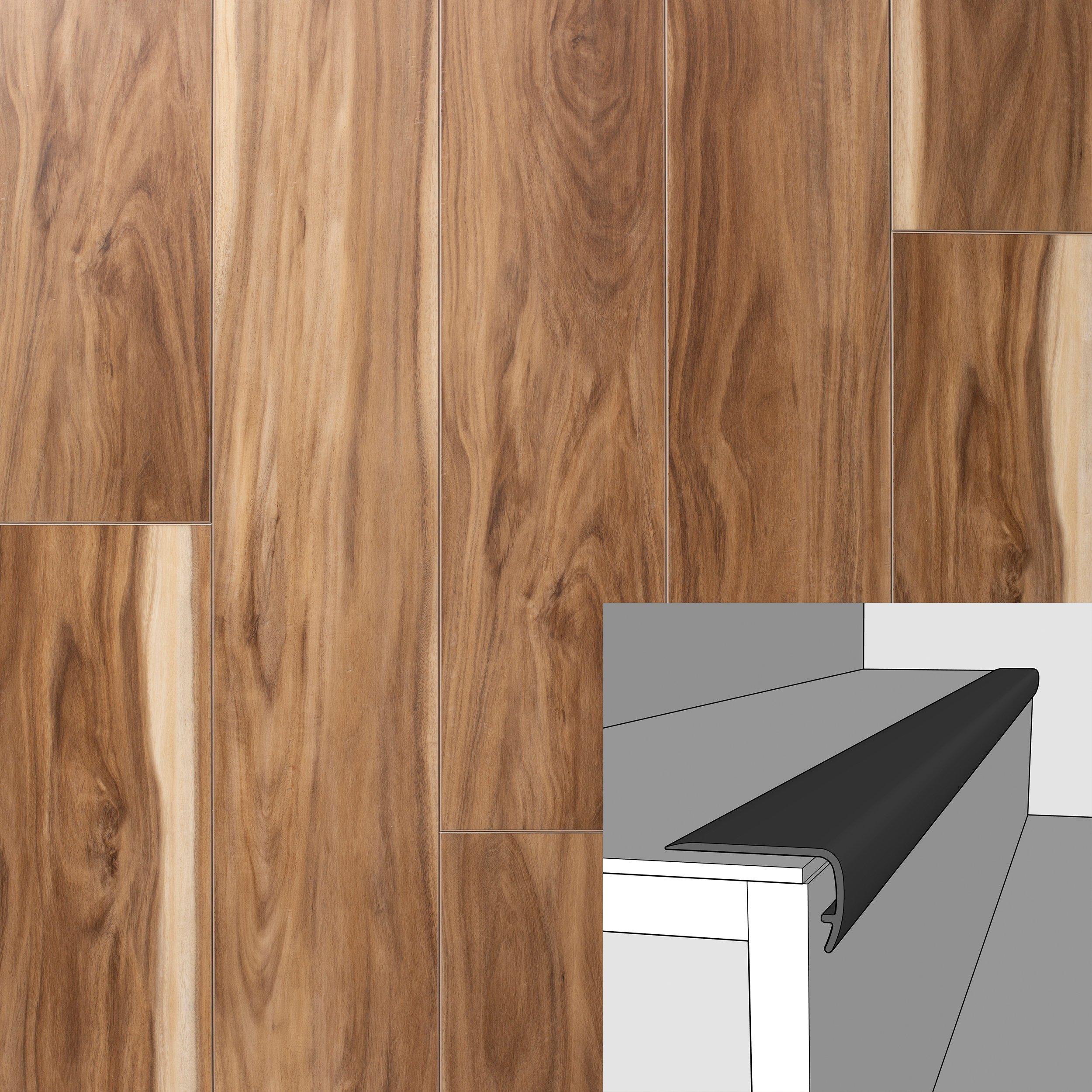 Spalted Beech 94in. Vinyl Overlapping Stair Nose