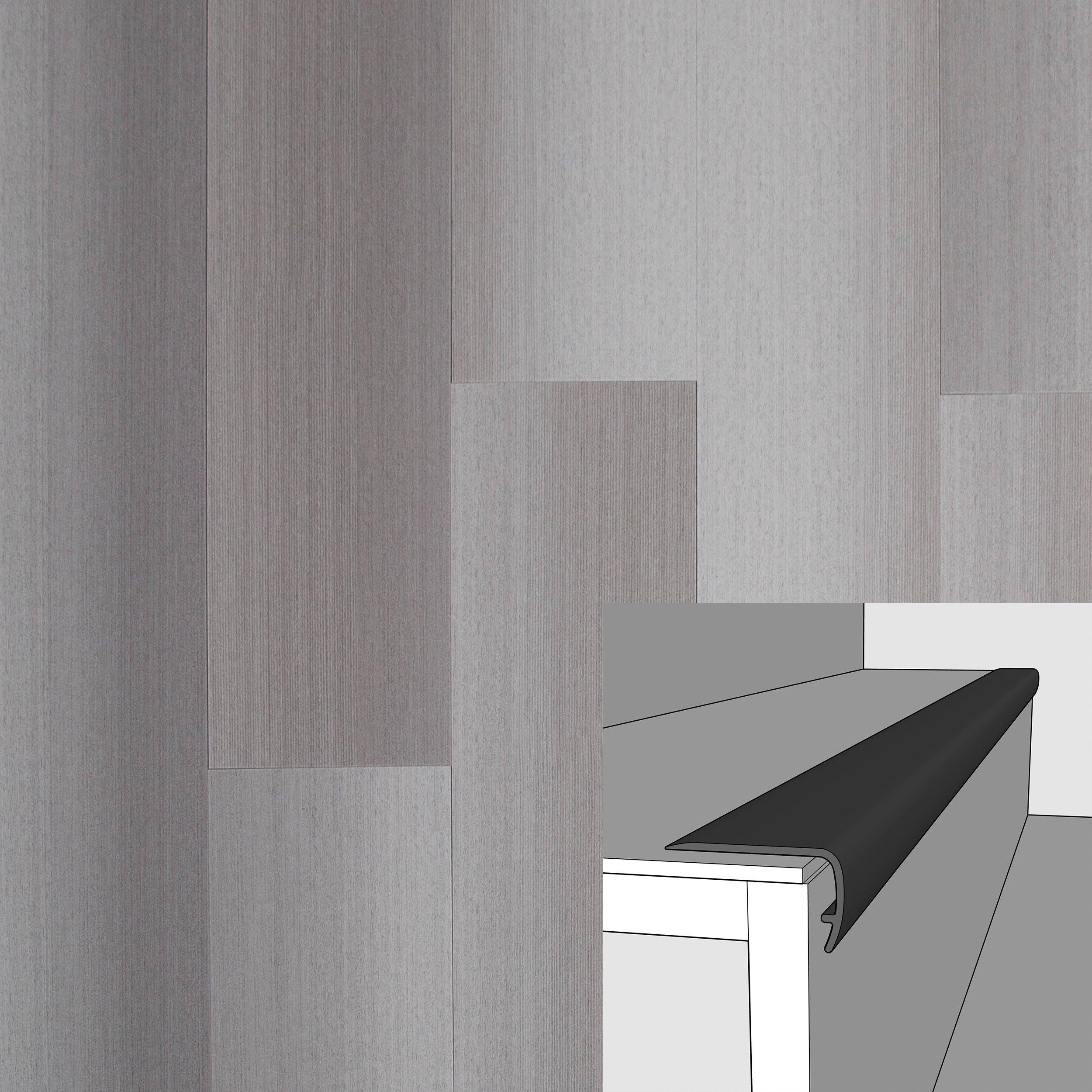 Lineage Grey 94in. Vinyl Overlapping Stair Nose