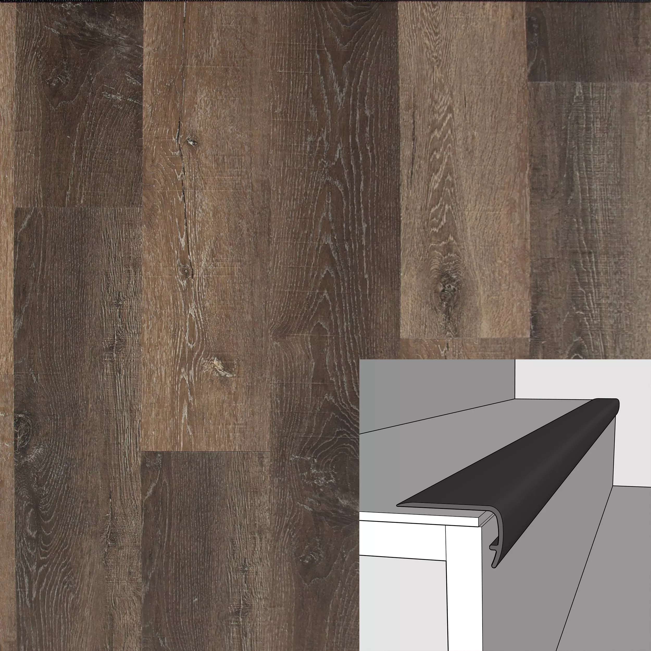 Timber Beam Oak 94in. Vinyl Overlapping Stair Nose