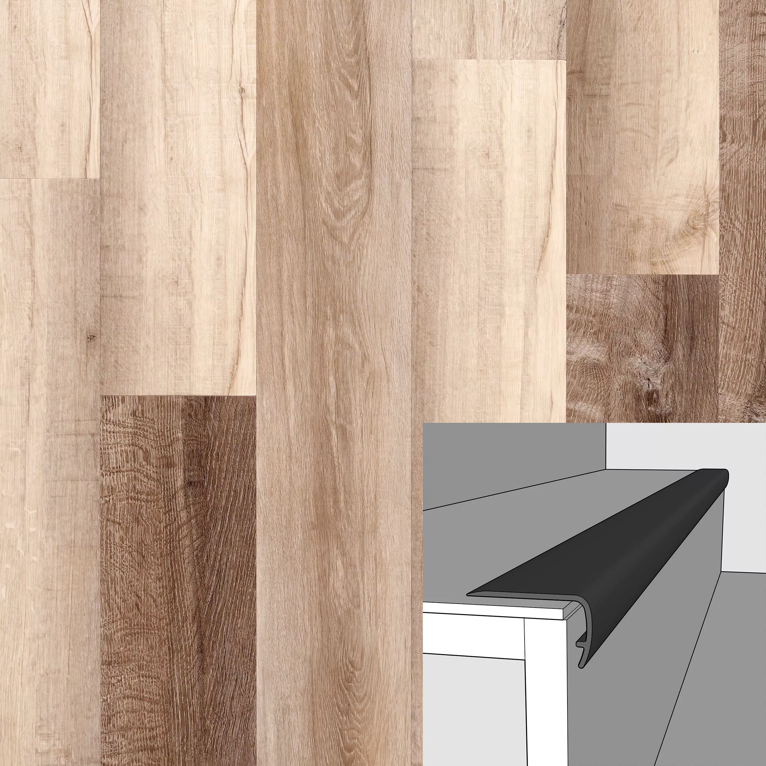 Core Ansleigh Cottage 94in. Vinyl Overlapping Stair Nose