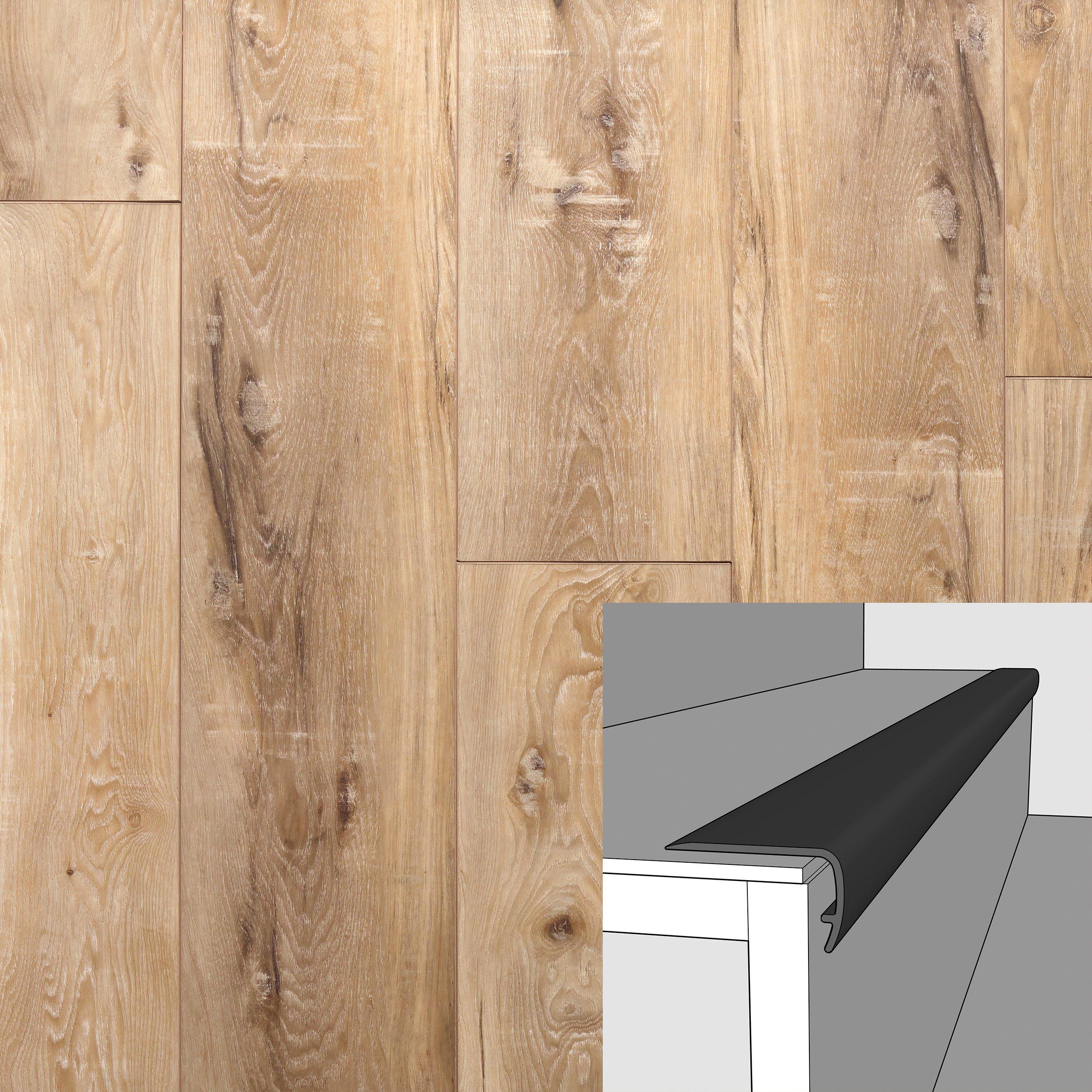 Deerfield Hickory 94in. Vinyl Overlapping Stair Nose