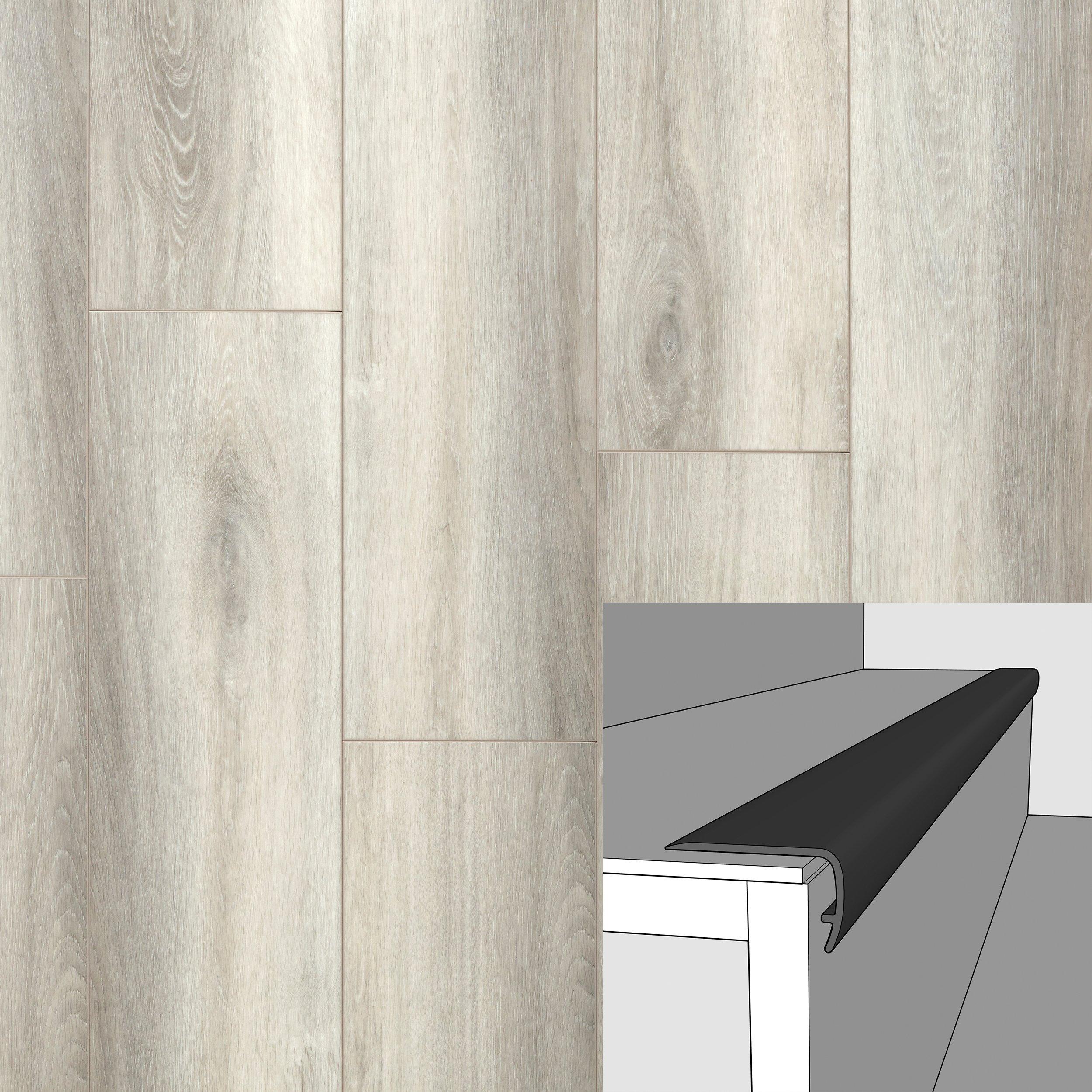 Bluebonnet Gray Ash 94in. Vinyl Overlapping Stair Nose