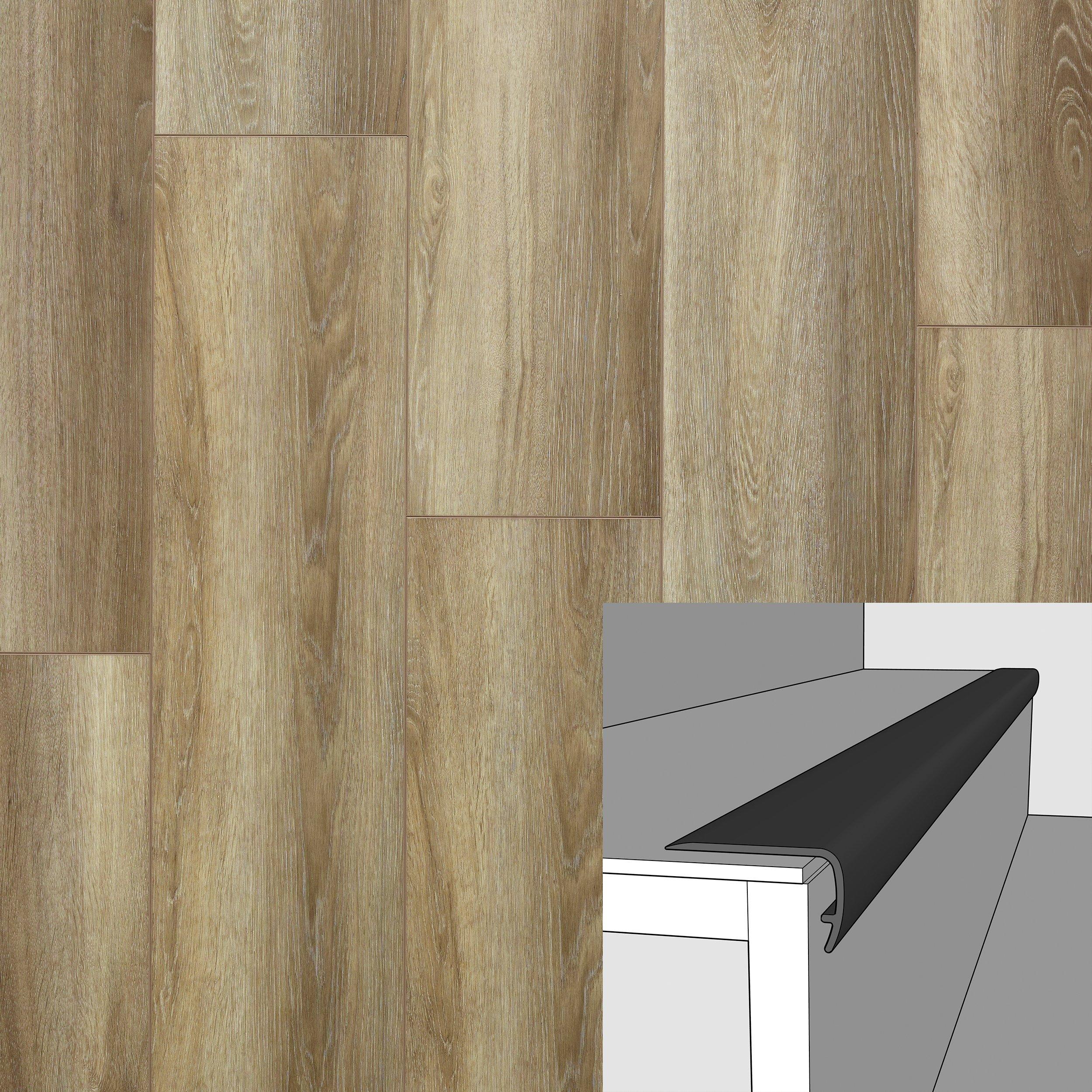 Bluebonnet Natural Oak 94in. Vinyl Overlapping Stair Nose