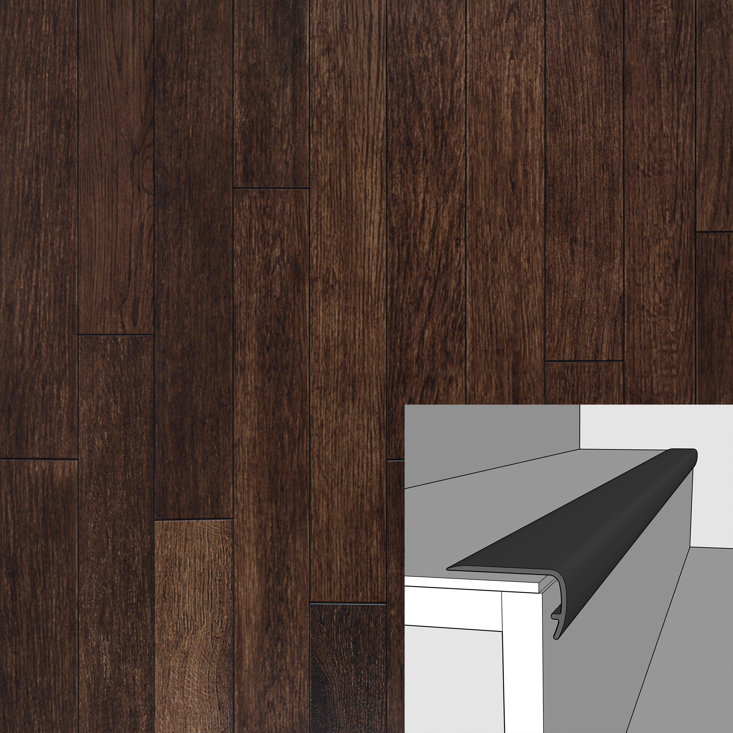 Mocha Pecan 94in. Vinyl Overlapping Stair Nose