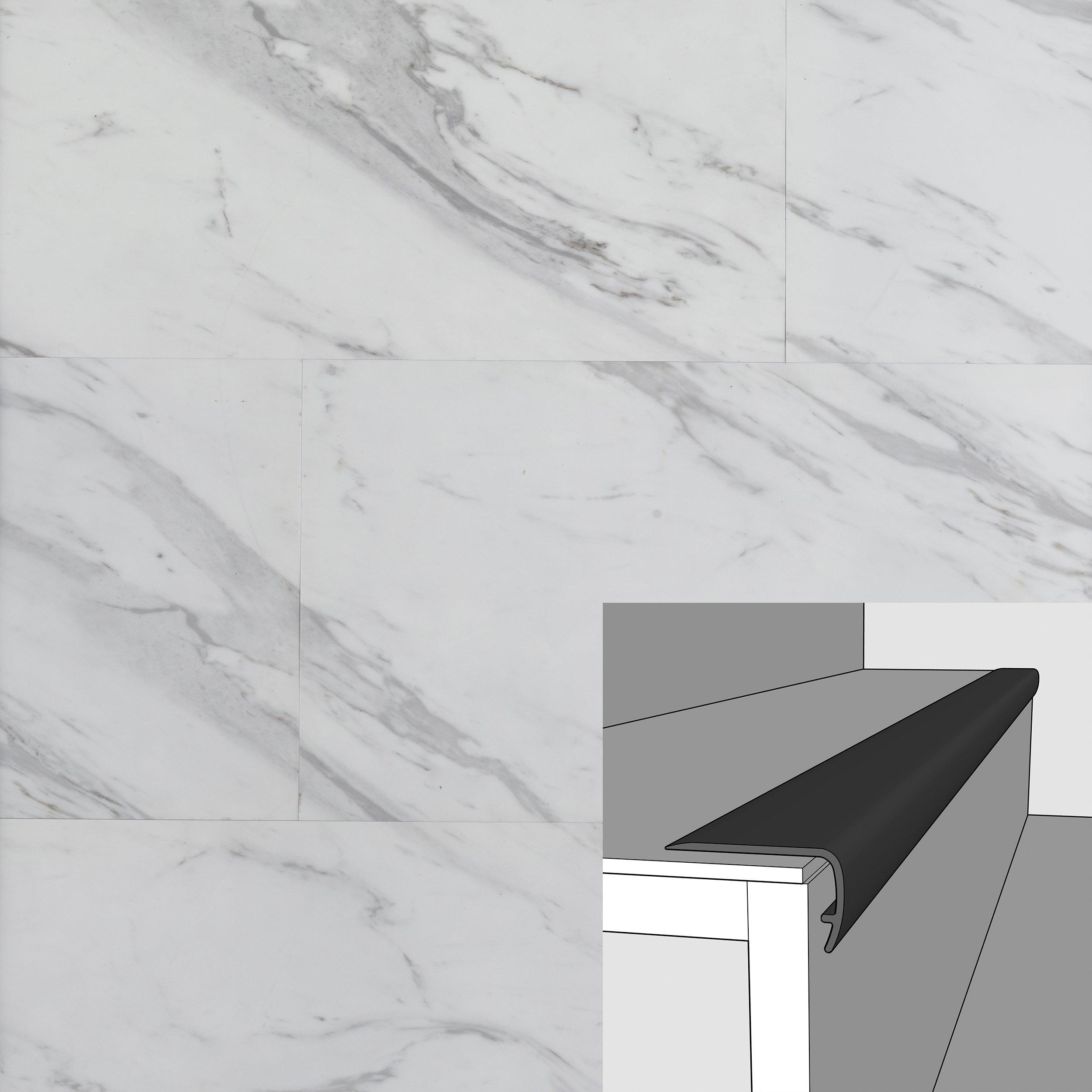 Volakas Marble 94in. Vinyl Overlapping Stair Nose