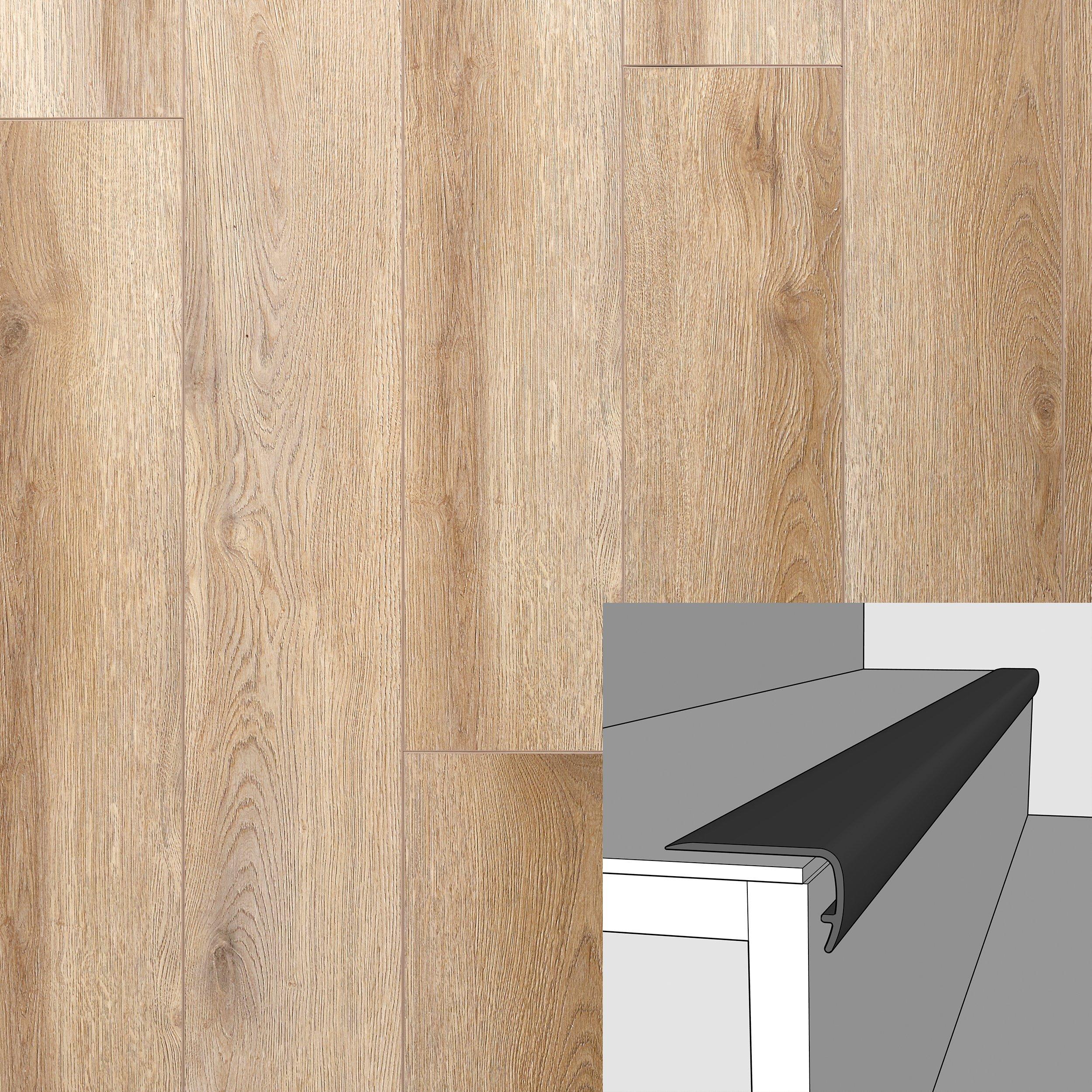 Hazelwood Oak 94in. Vinyl Overlapping Stair Nose